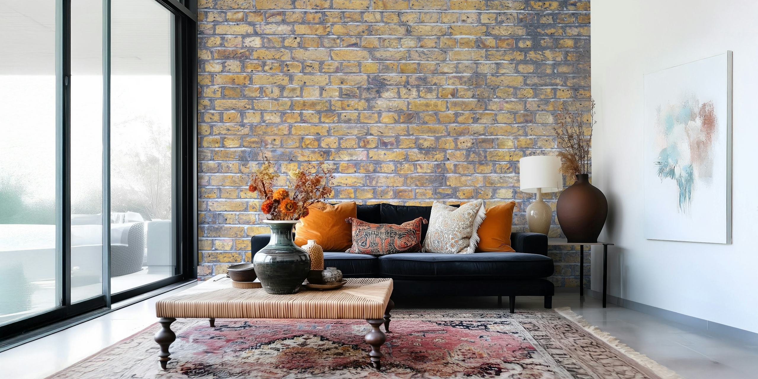 Old Town Brickwork behangontwerp in een kamer