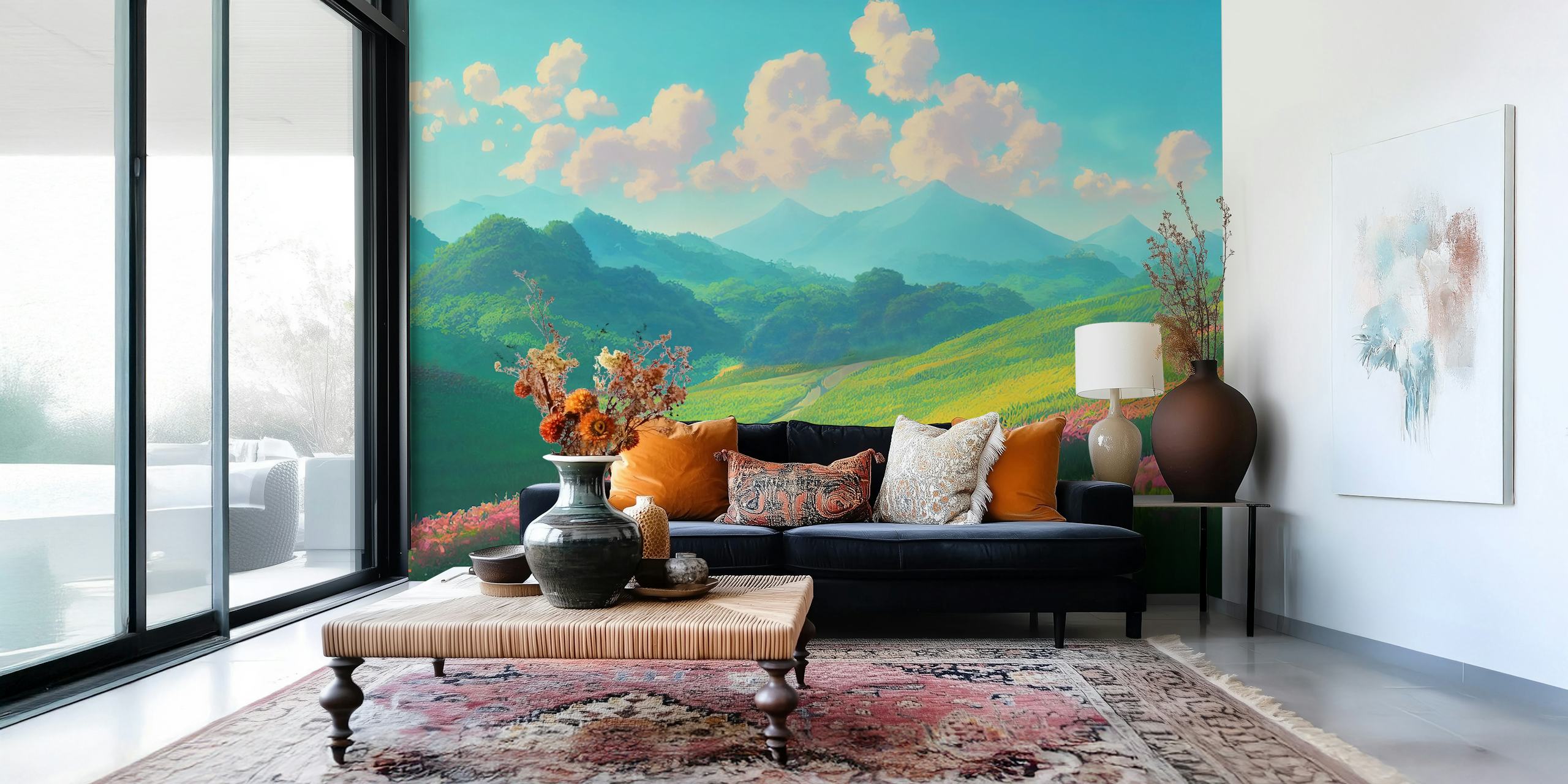 Ταπετσαρία Colorful mountain view σε ένα δωμάτιο