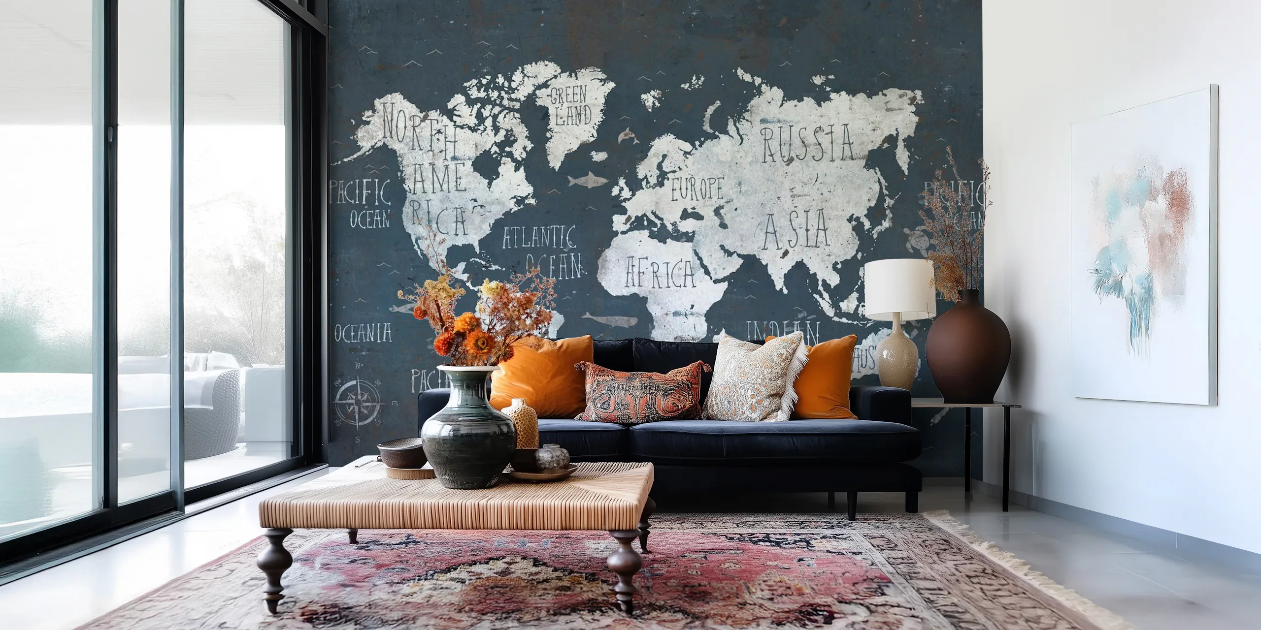 Rusty World Map Wallpaper | Happywall