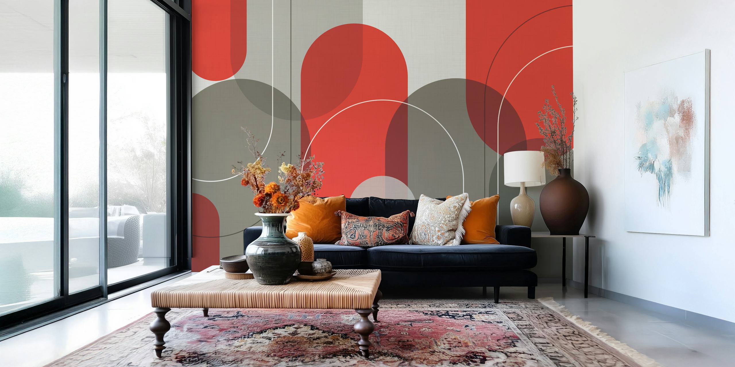 Elegant Arches Red Taupe tapetdesign