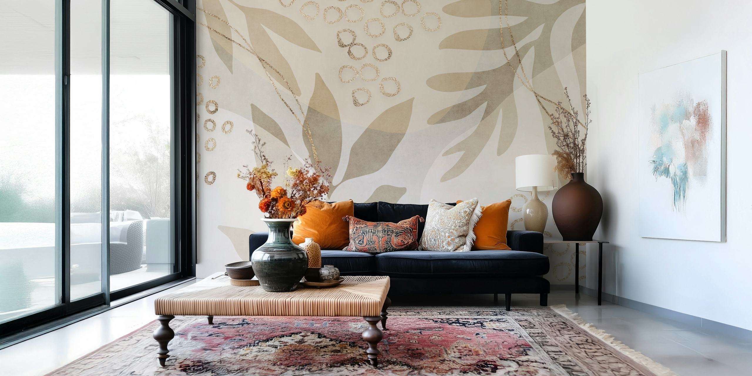 Natural Flow And Glamour Leave Shapes tapetti