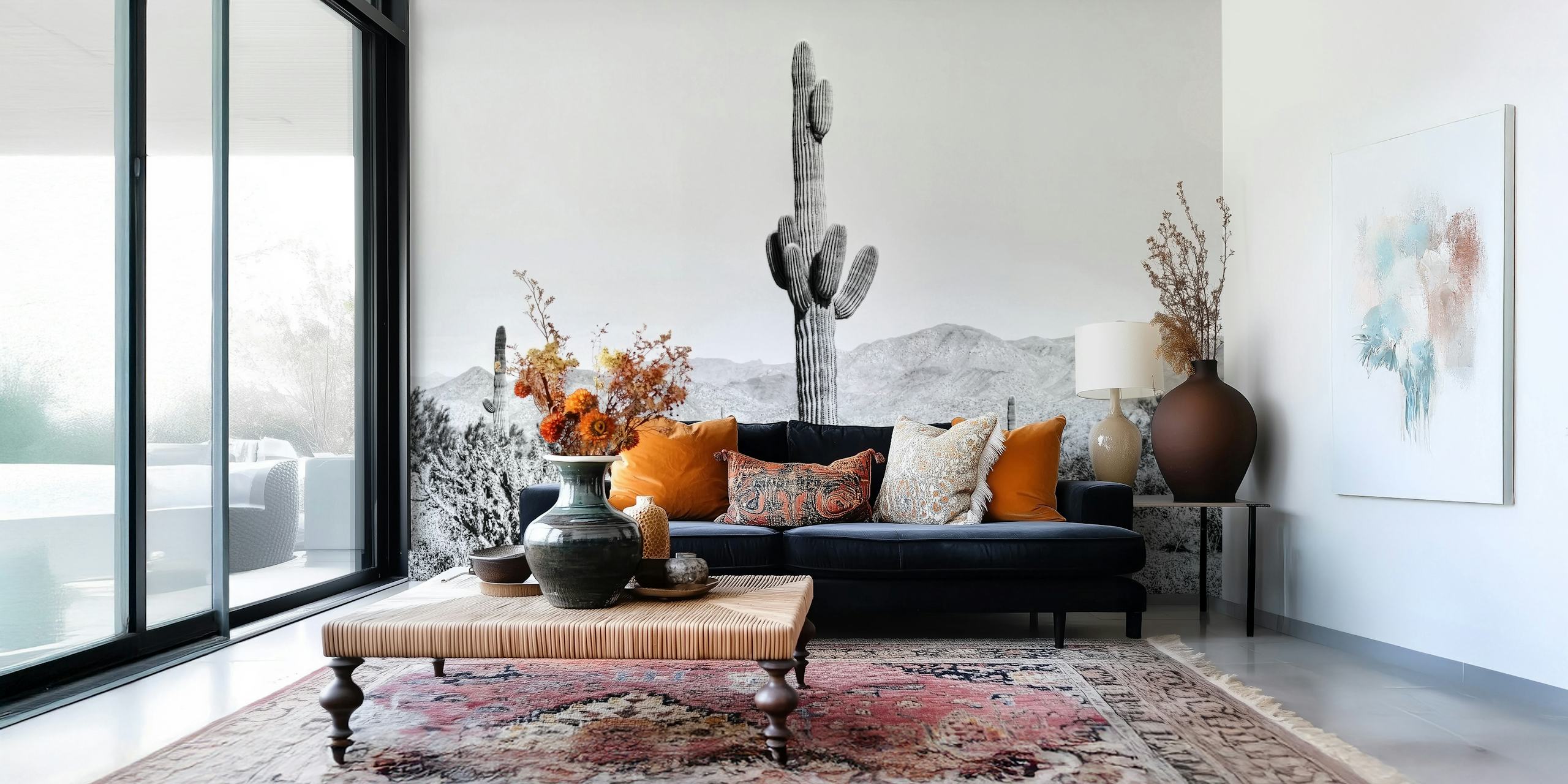 Vintage Cactus wallpaper displayed in a room