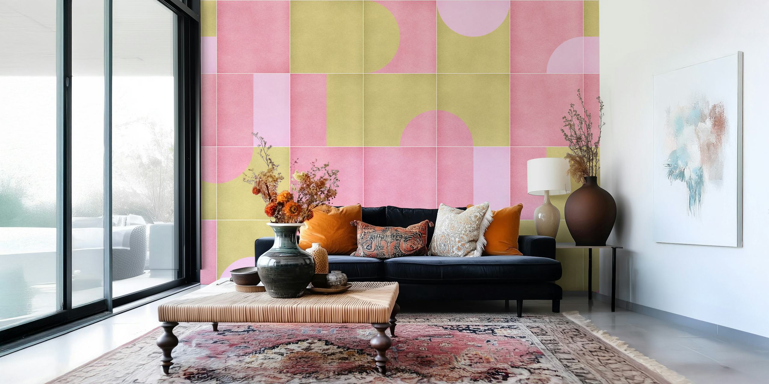 Papier peint Retro Tiles 15 dans une pièce moderne