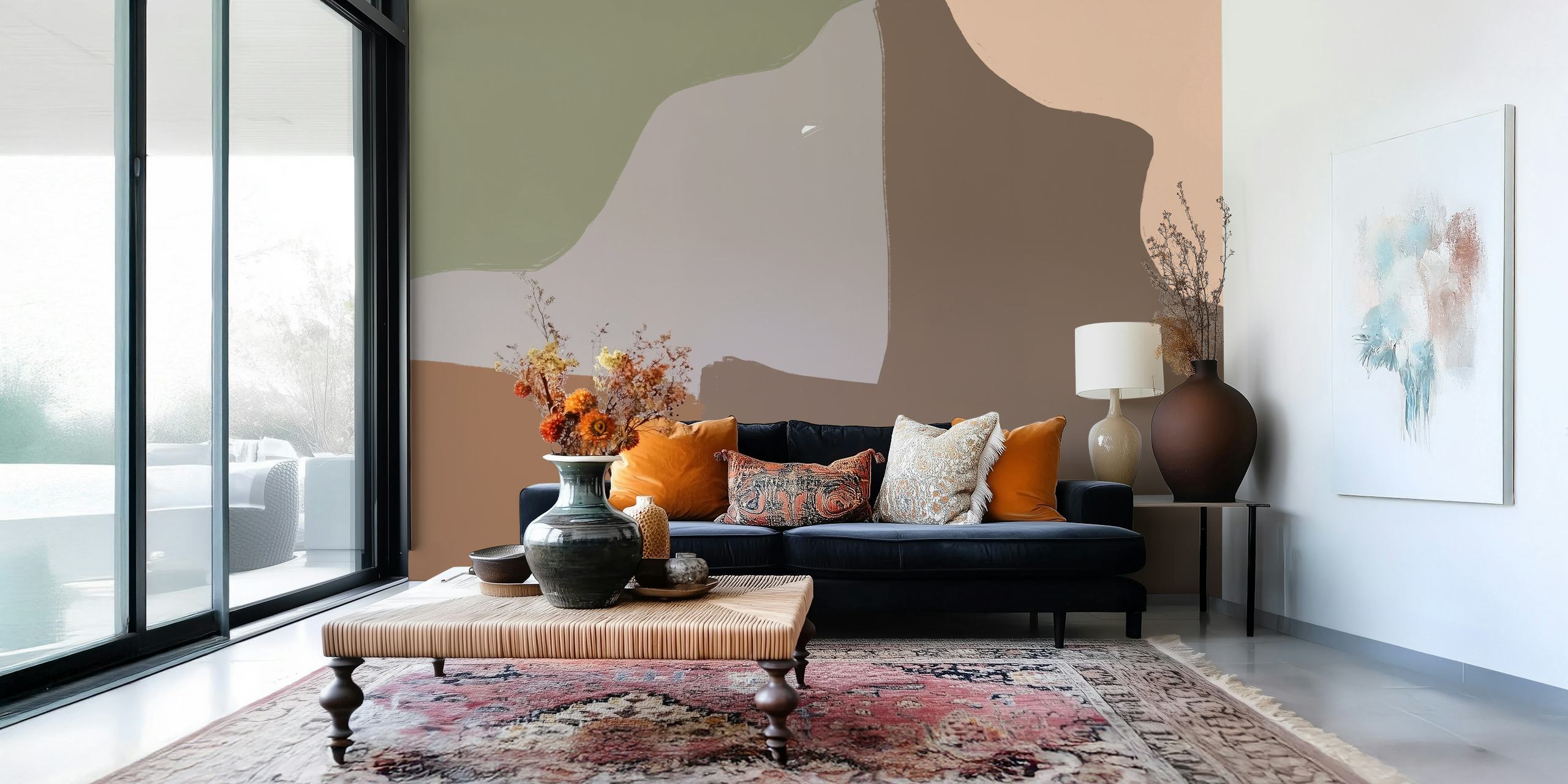 Kunstnerisk tapetdesign i et rum