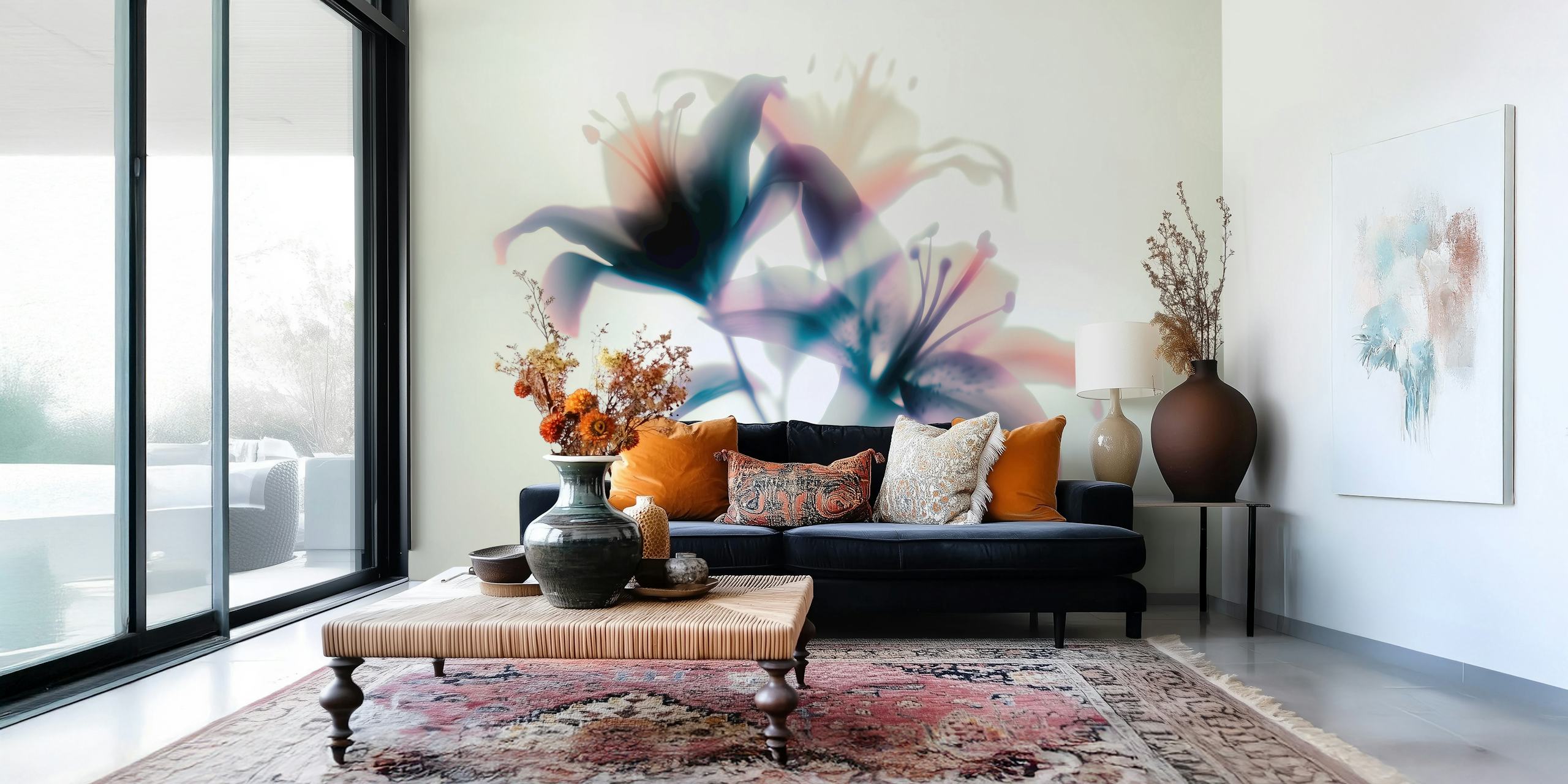 Papier peint Gentle Lily Silhouette dans une pièce