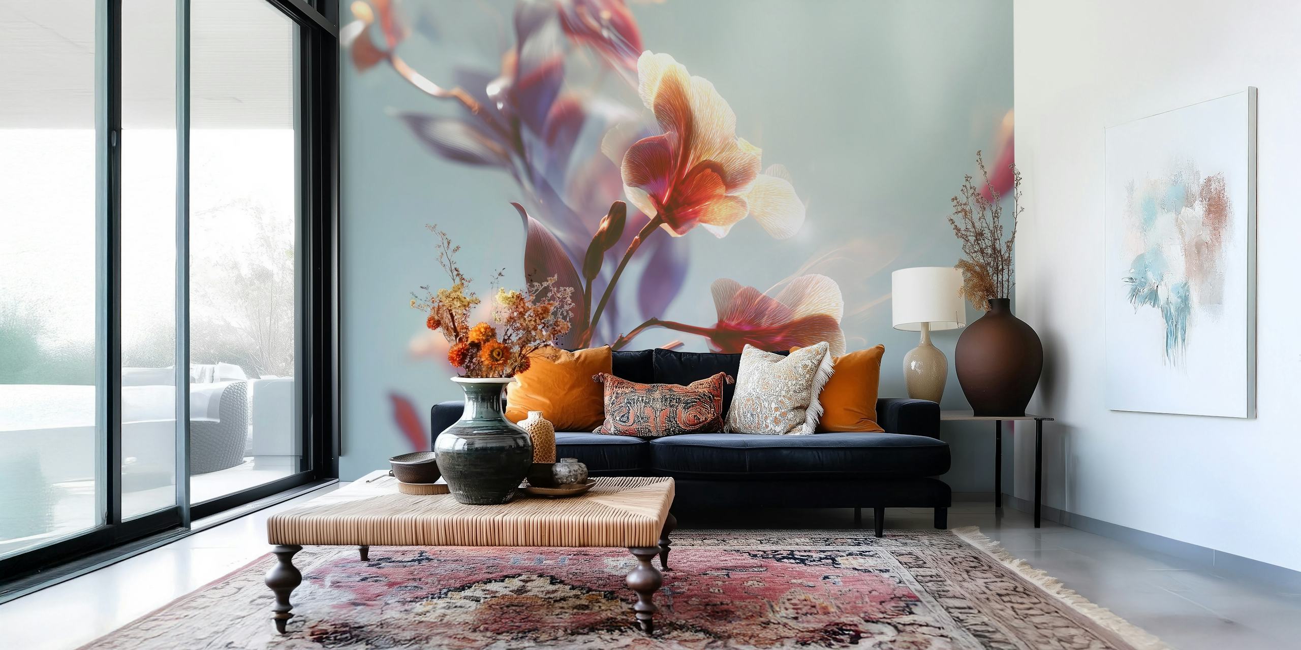 Ethereal Floral Bloom carta da parati in una stanza