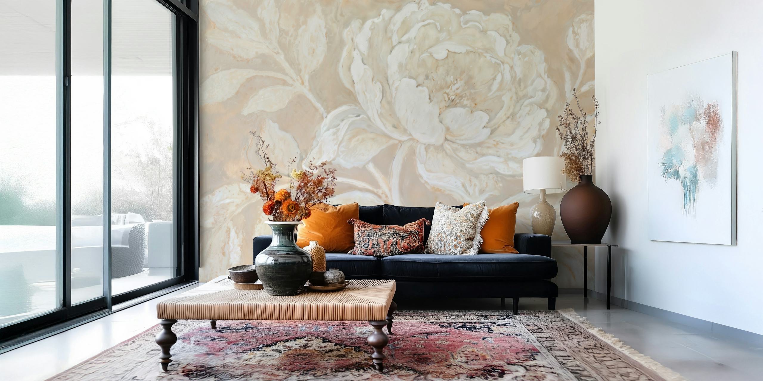 Creamy Floral Elegance wallpaper in a room