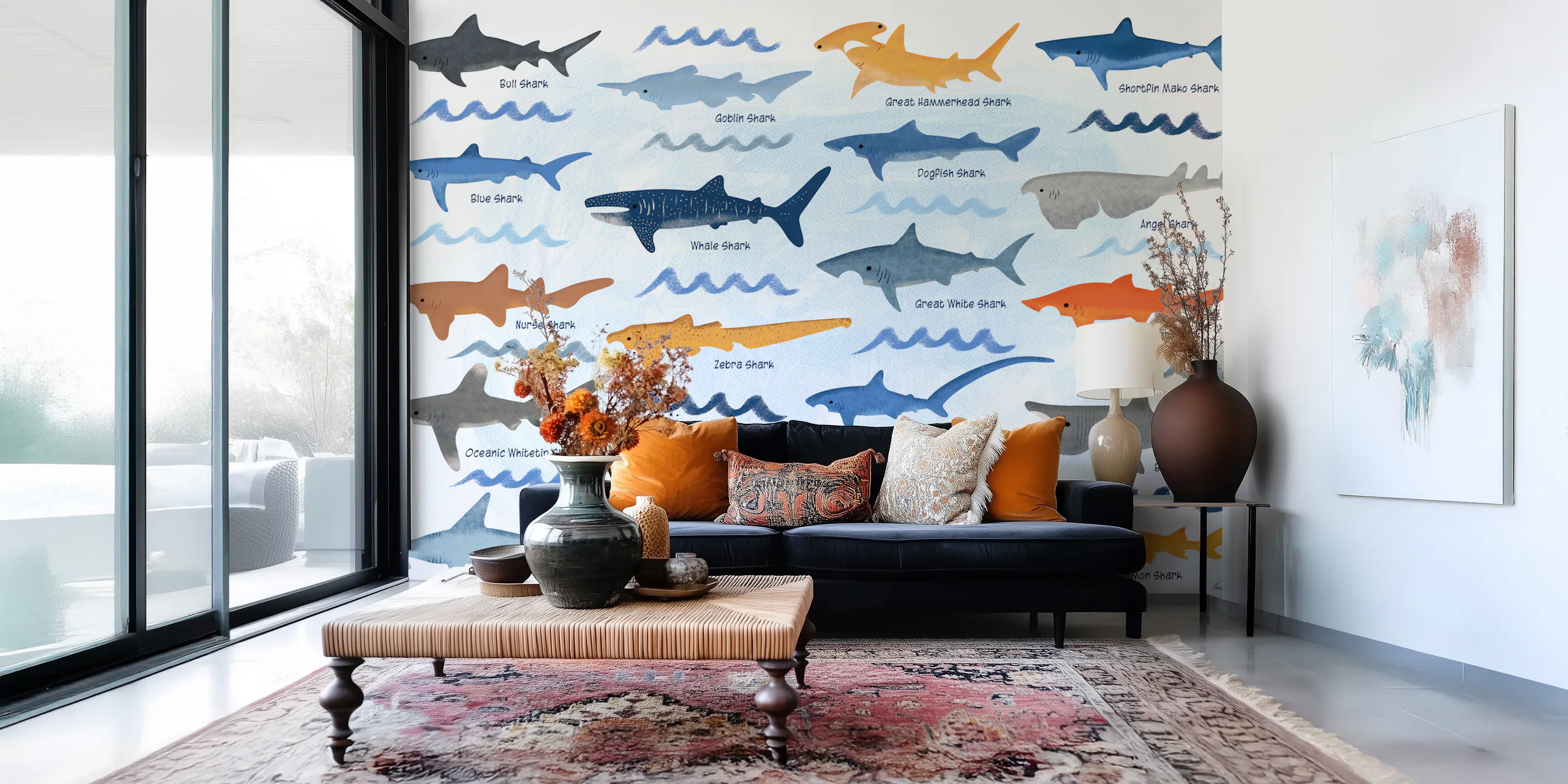 Colorful Shark Species Wallpaper for Kids