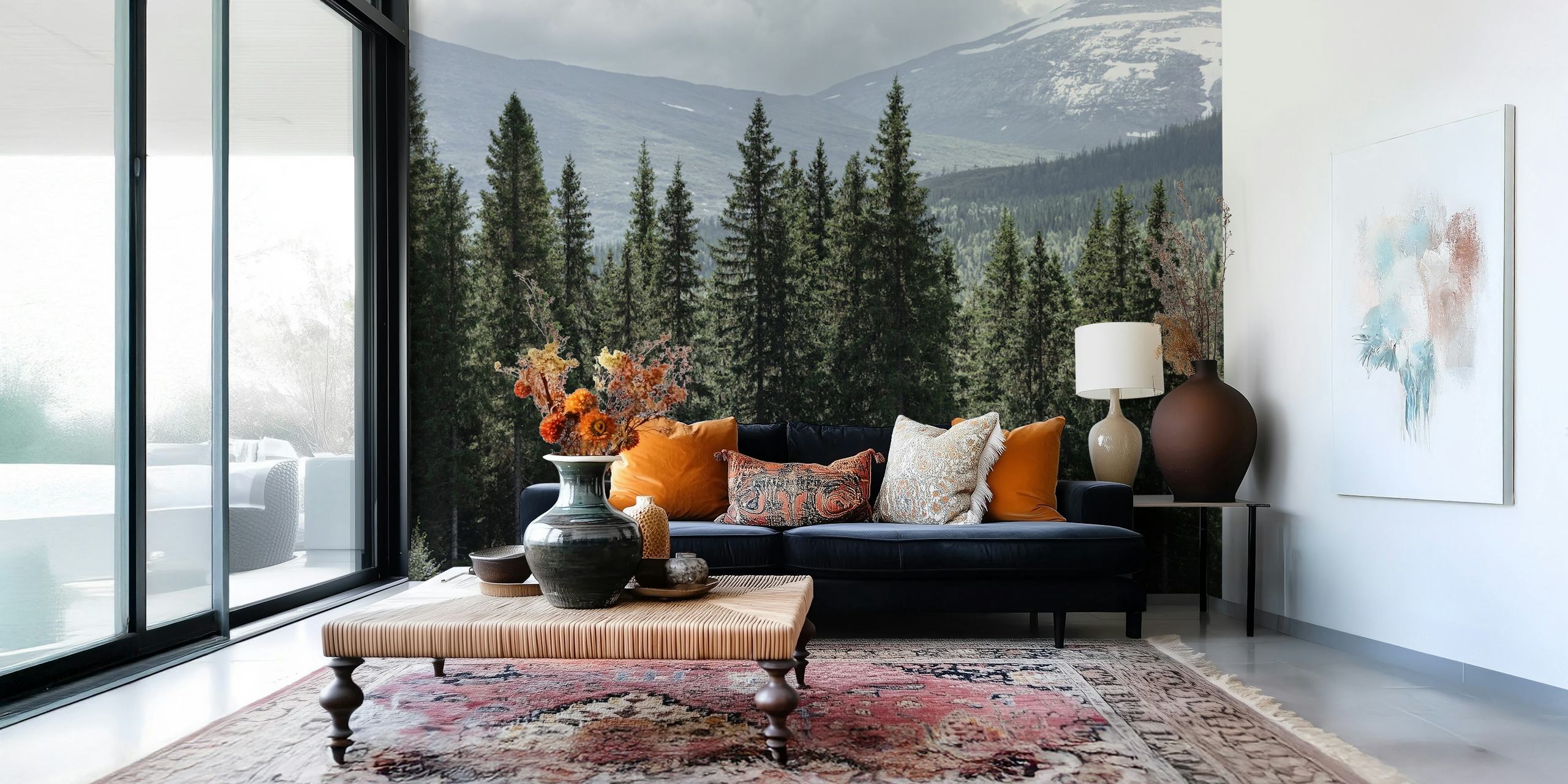 Tapeta Evergreen Mountain View w pokoju