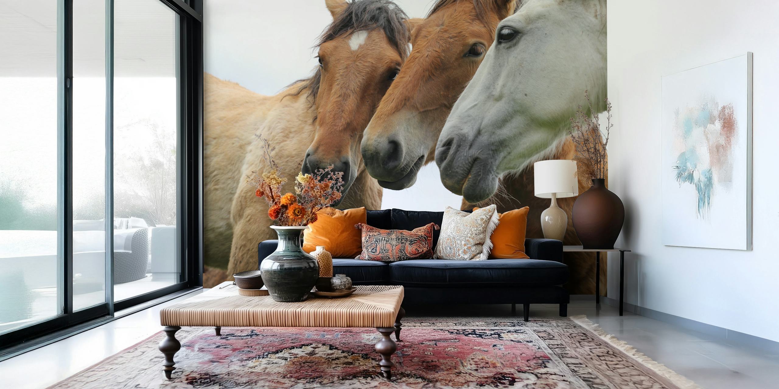 Majestic Horses in Pasture tapet i et rom