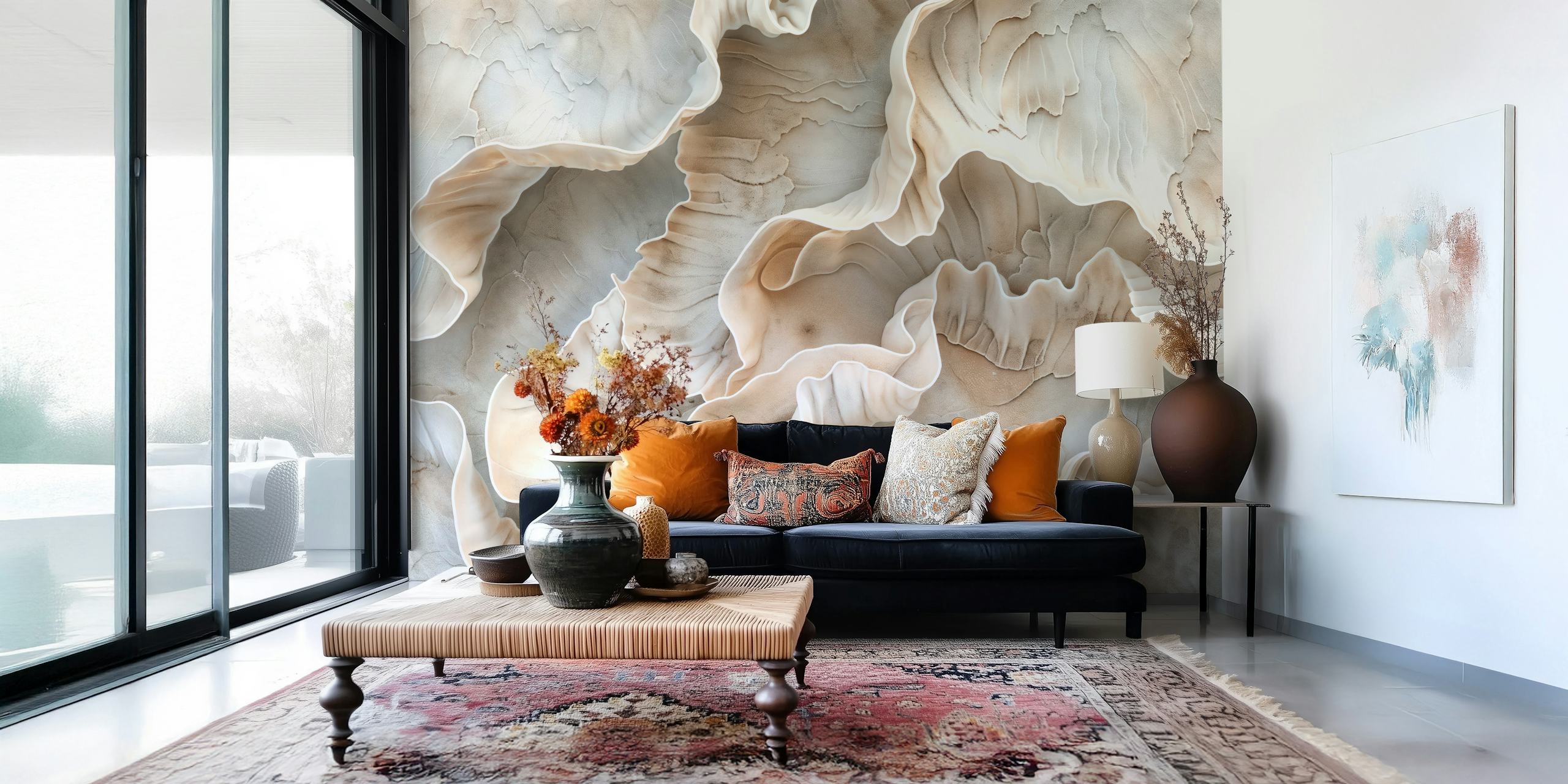 Natural Wave Organic 3D Sculpture wallpaper in a room