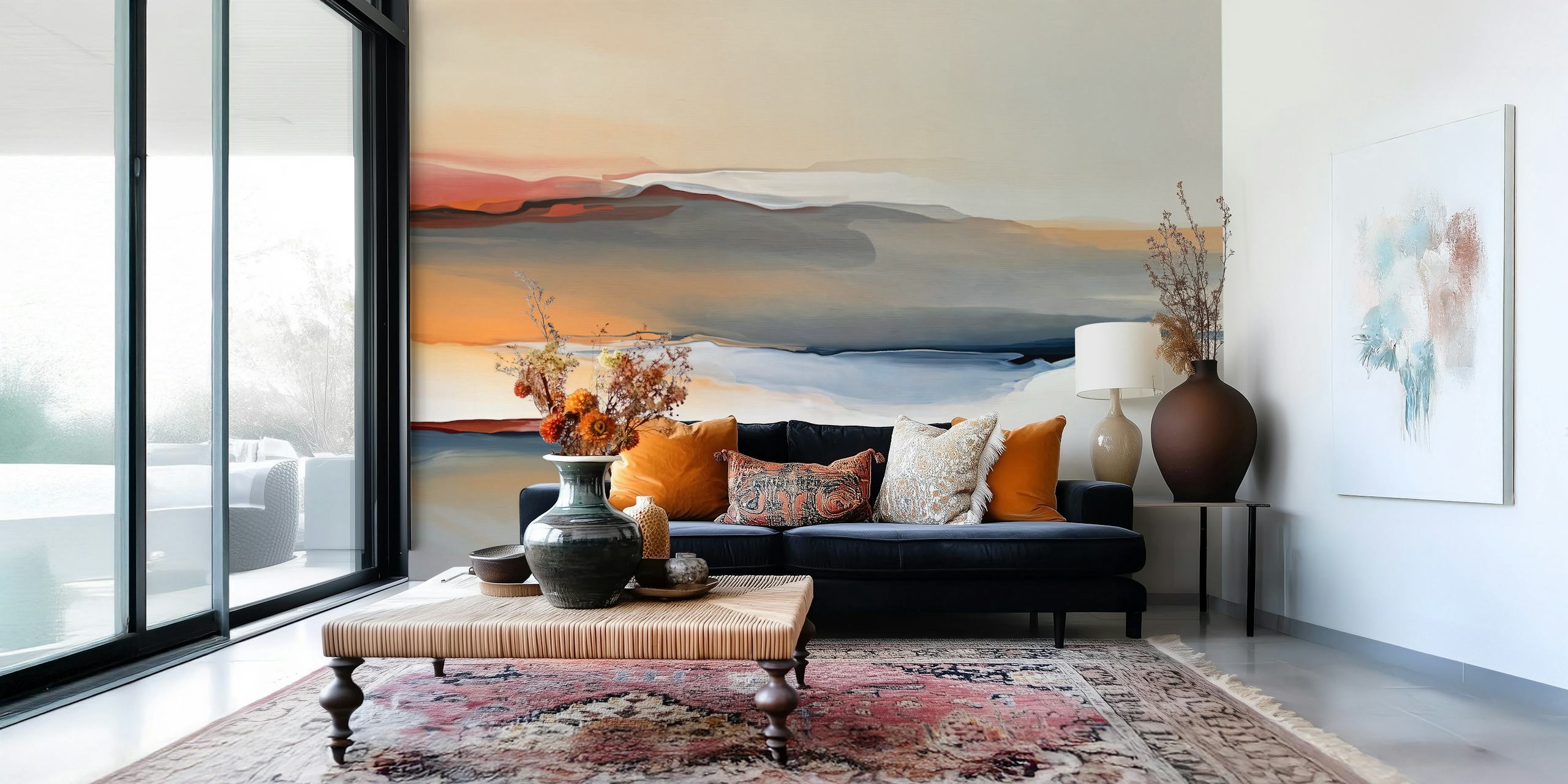 Sunset Waves Beach wallpaper in room setting