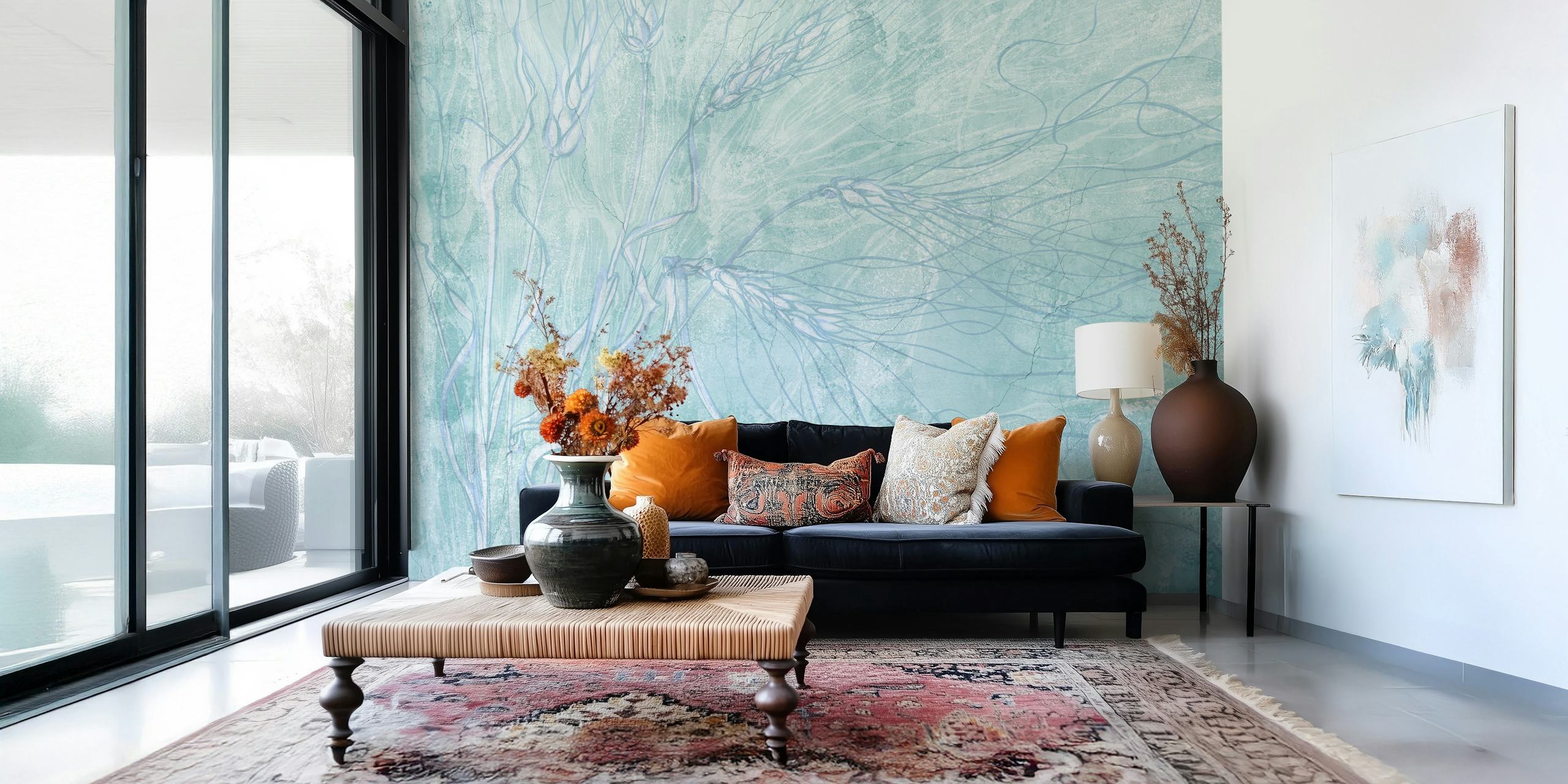 Wallpaper design featuring ears of wheat