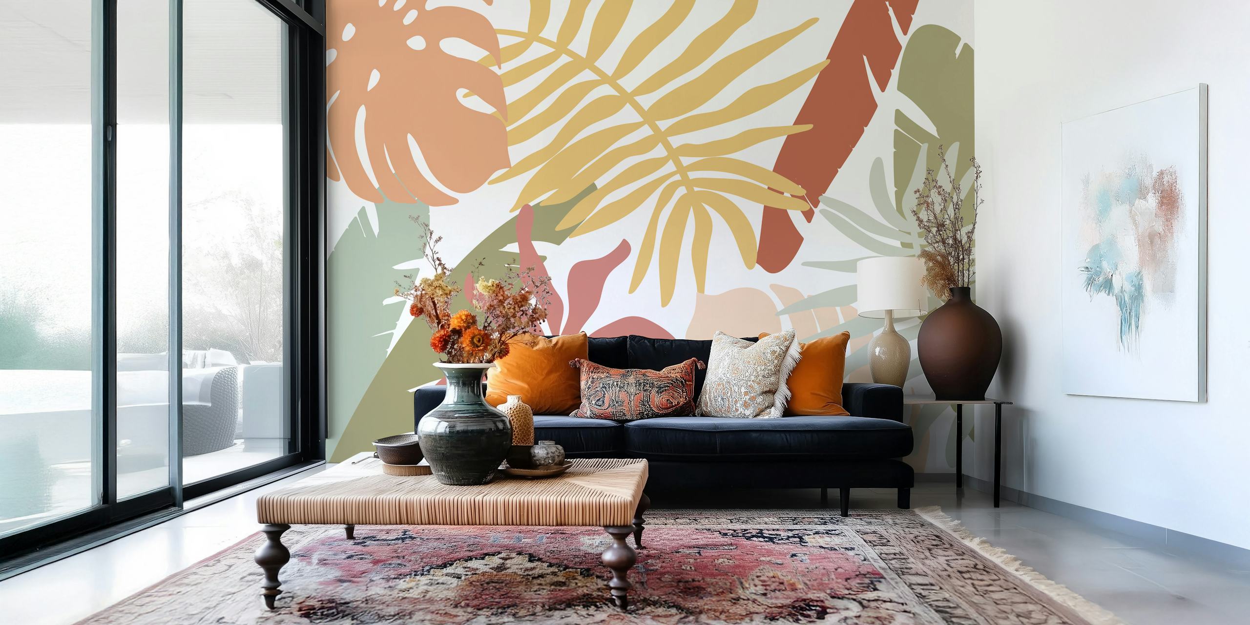 Soft Tropical Charm wallpaper in a room