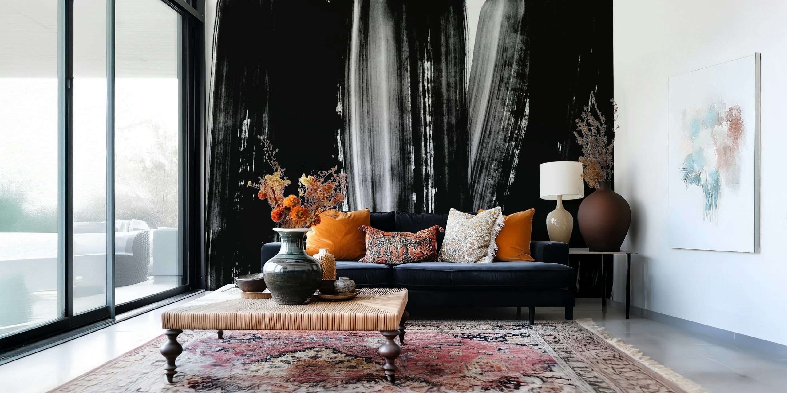Bold Black Strokes wallpaper in a modern room