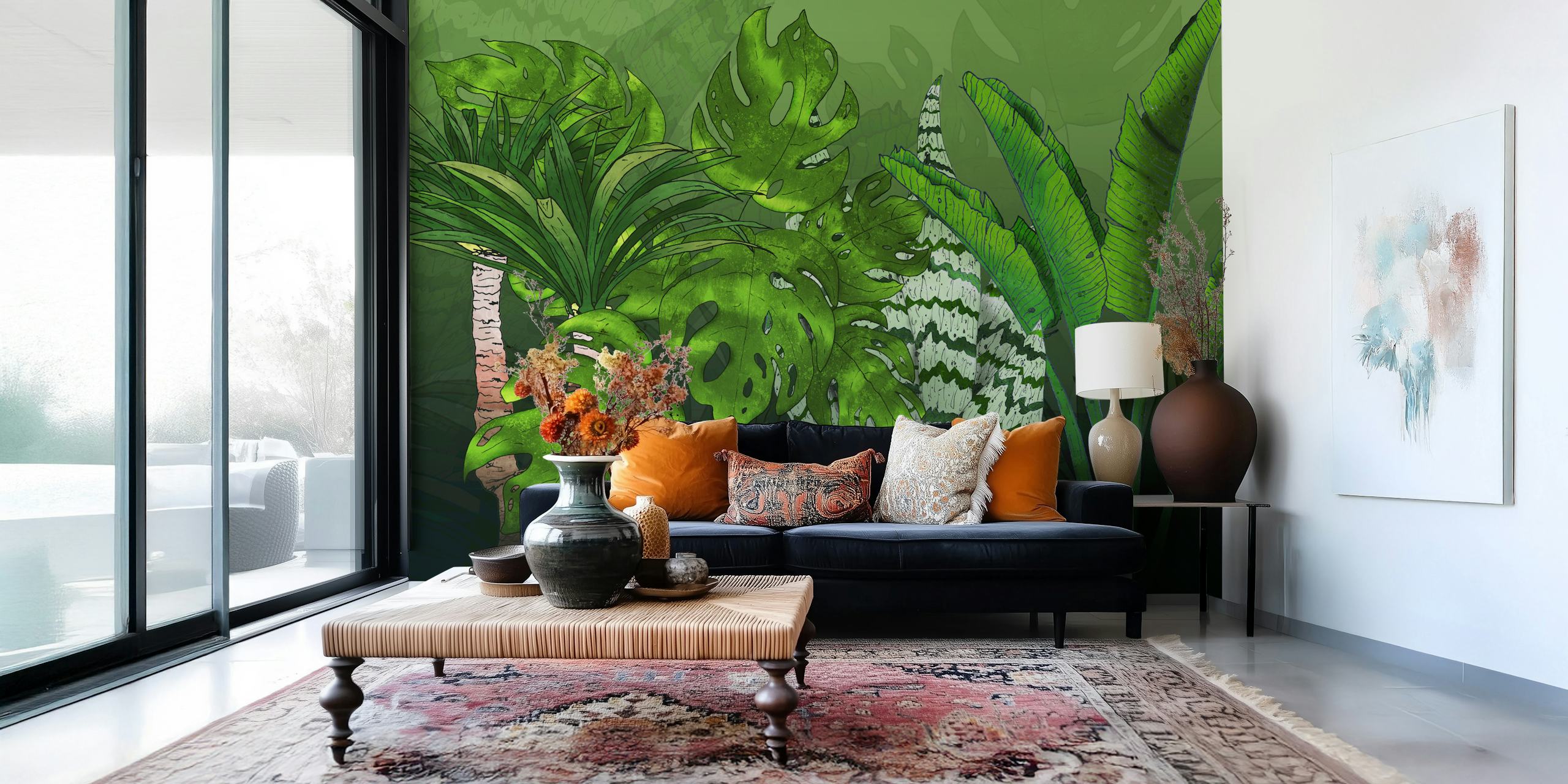 Tropical Jungle Garden behang in een kamer