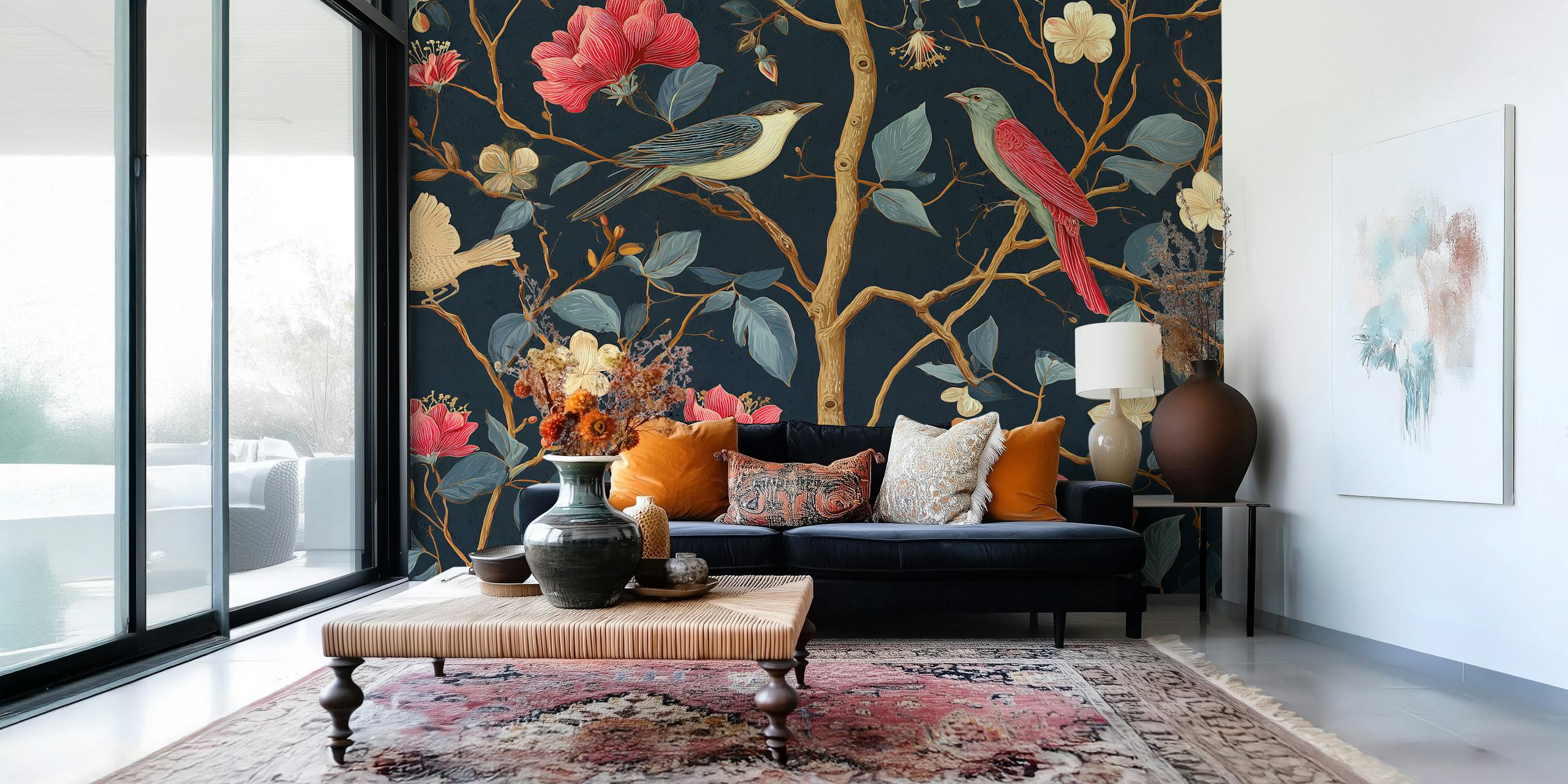 Σχεδίαση ταπετσαρίας Elegant Birds and Blossoms
