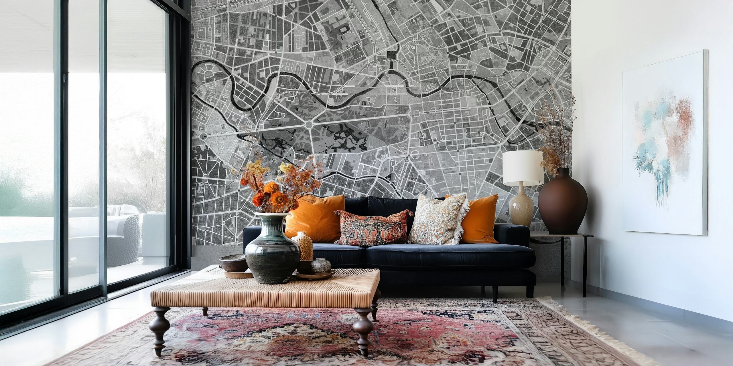 Gray vintage Berlin map wallpaper
