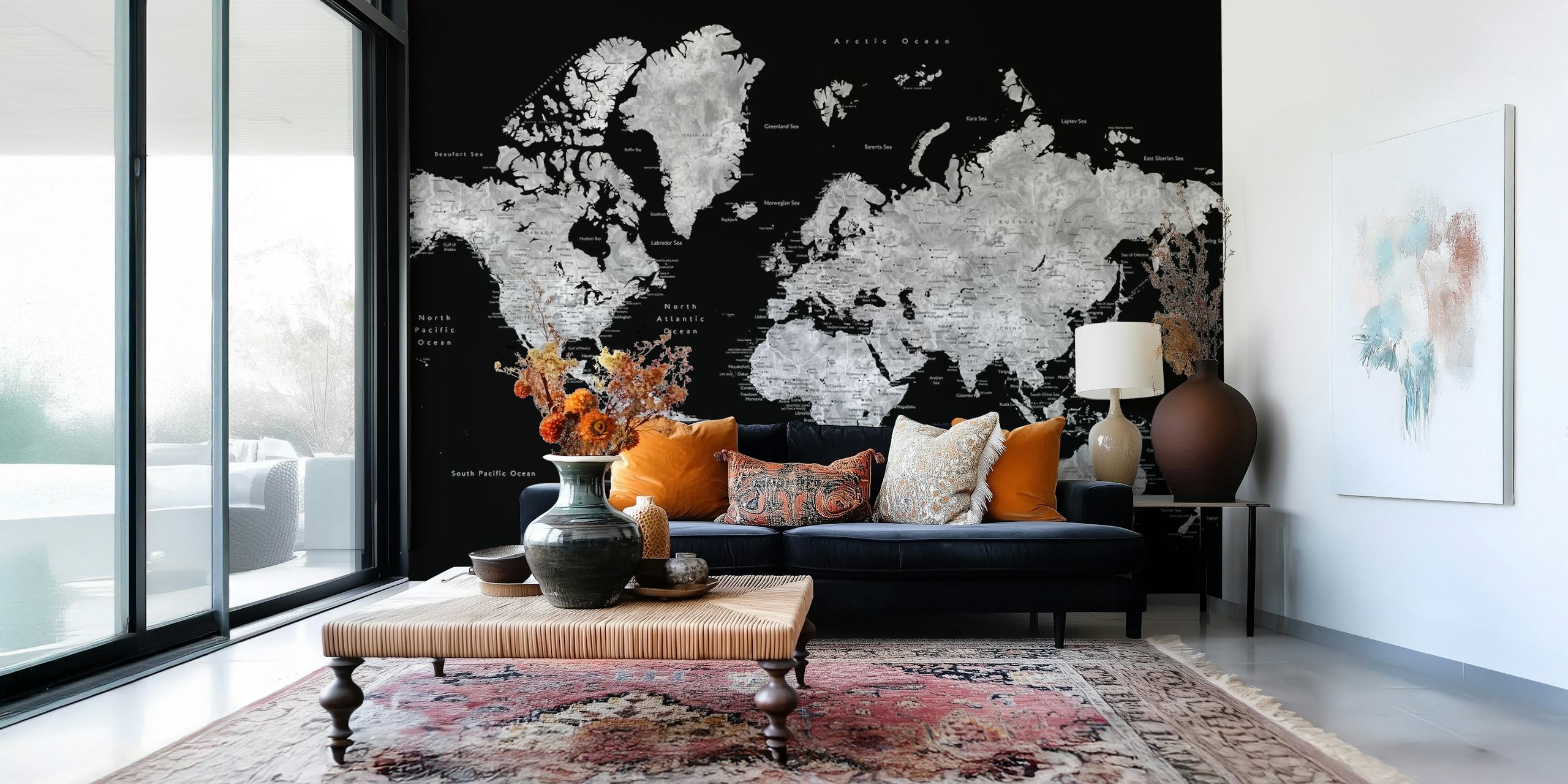 Baibah world map wallpaper w pokoju