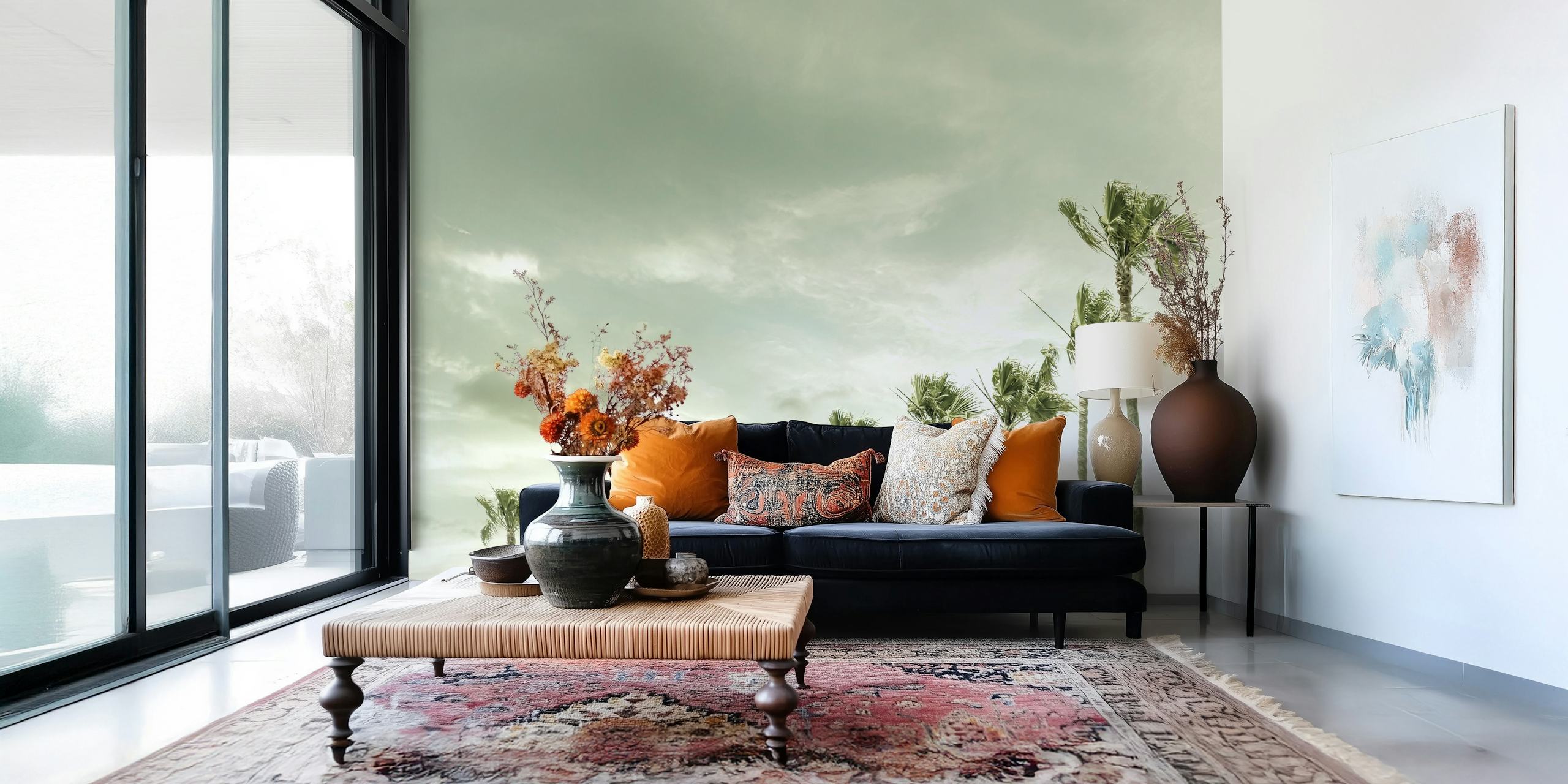 Vintage palms at the beach wallpaper design