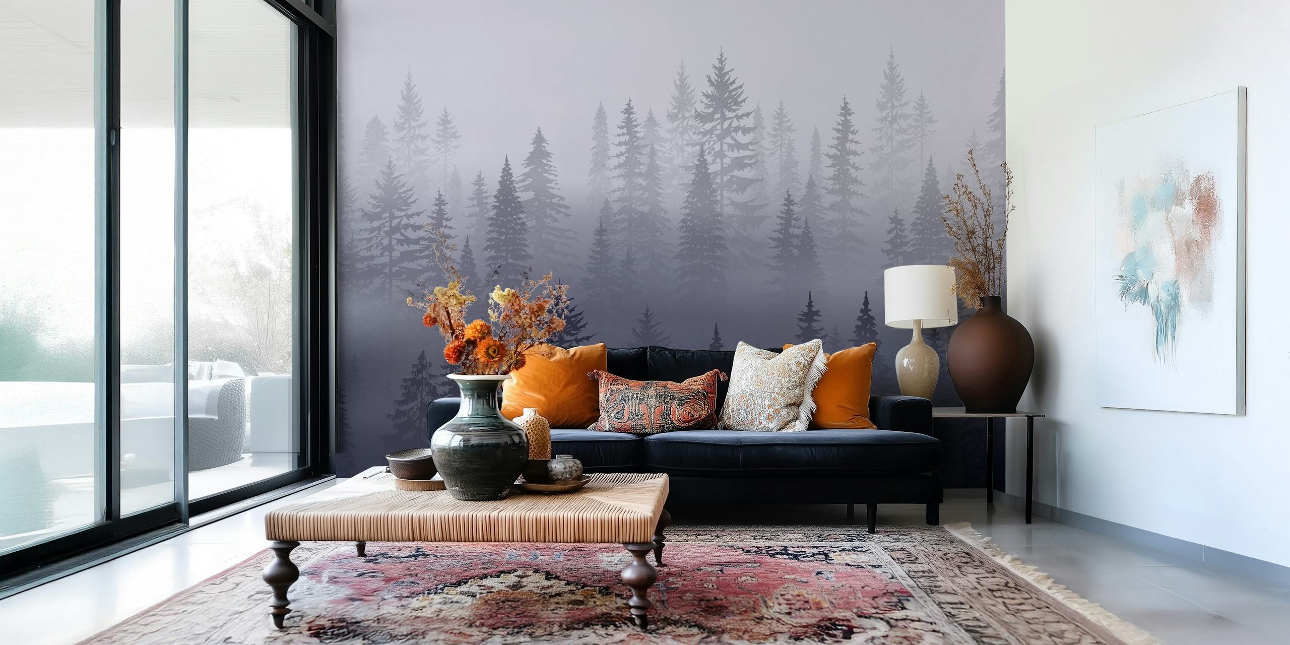 Forest Blue Mountain tapet i ett rum