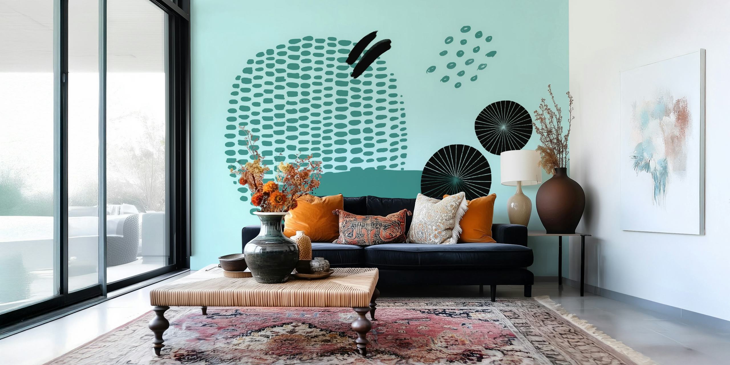 Teal composition tapet vist i et rum