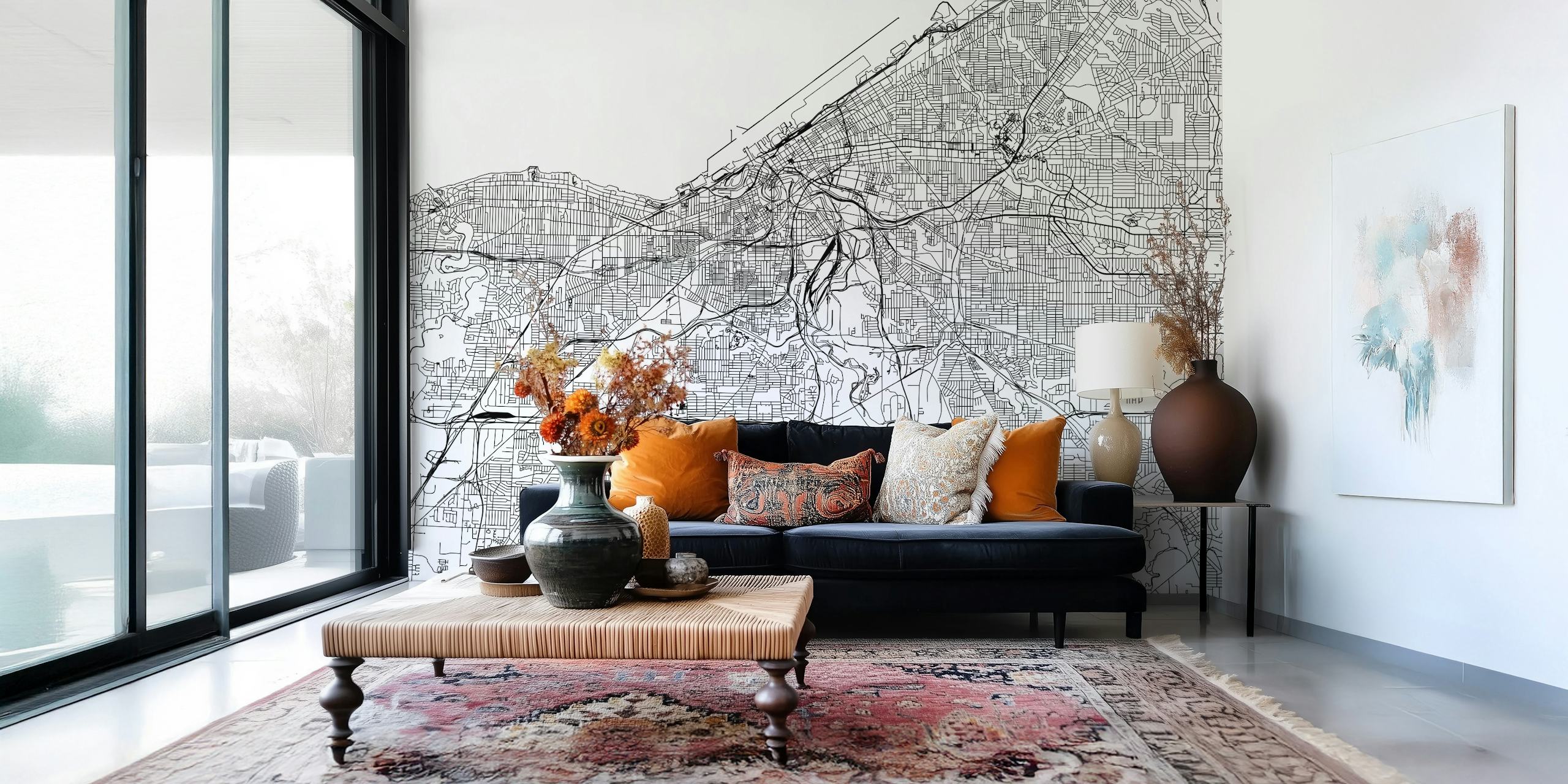 Detailed and enchanting City of Cleveland Map wallpaper for wall decor