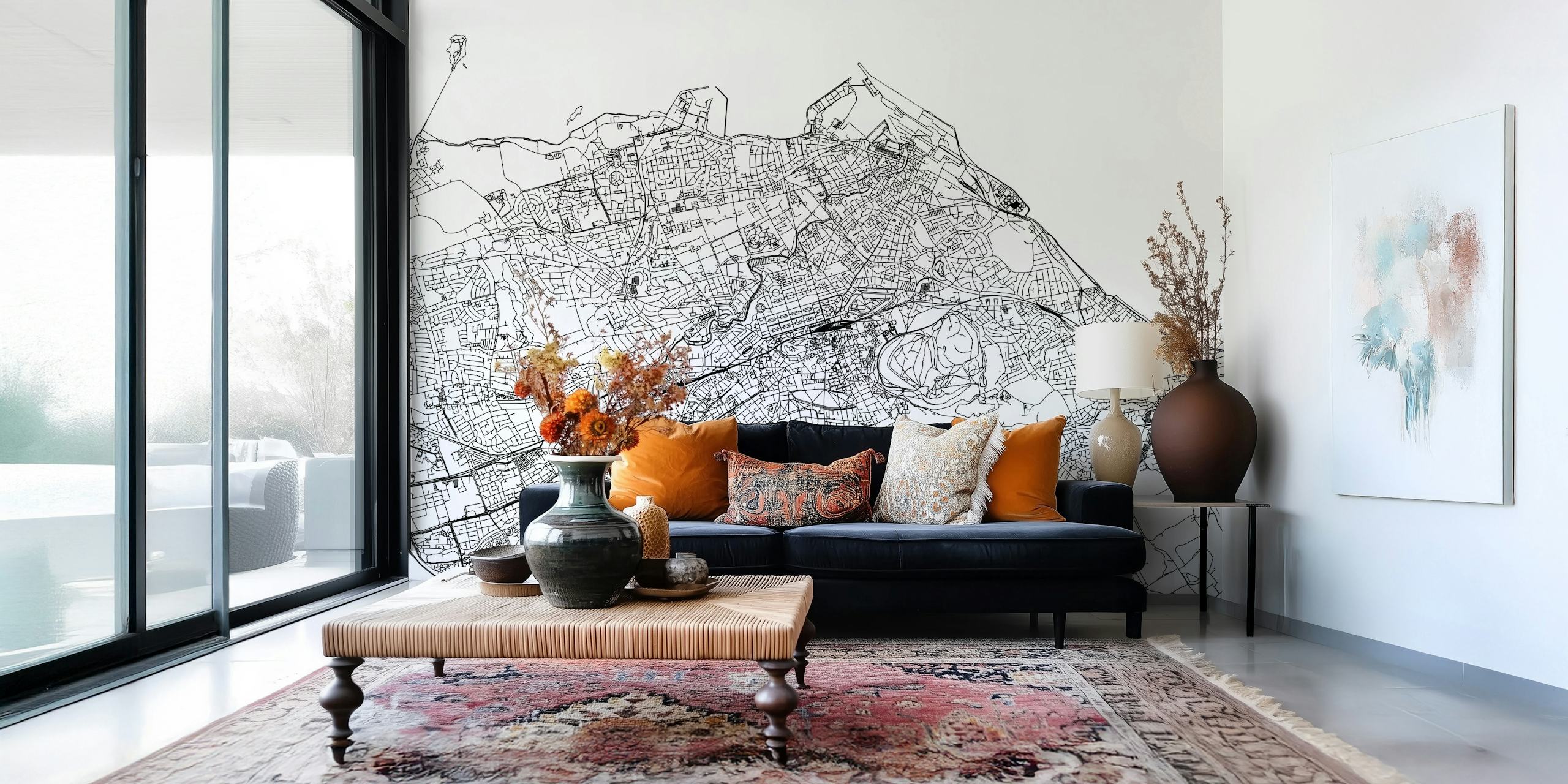 Detailed representation of Edinburgh on vintage-style map wallpaper