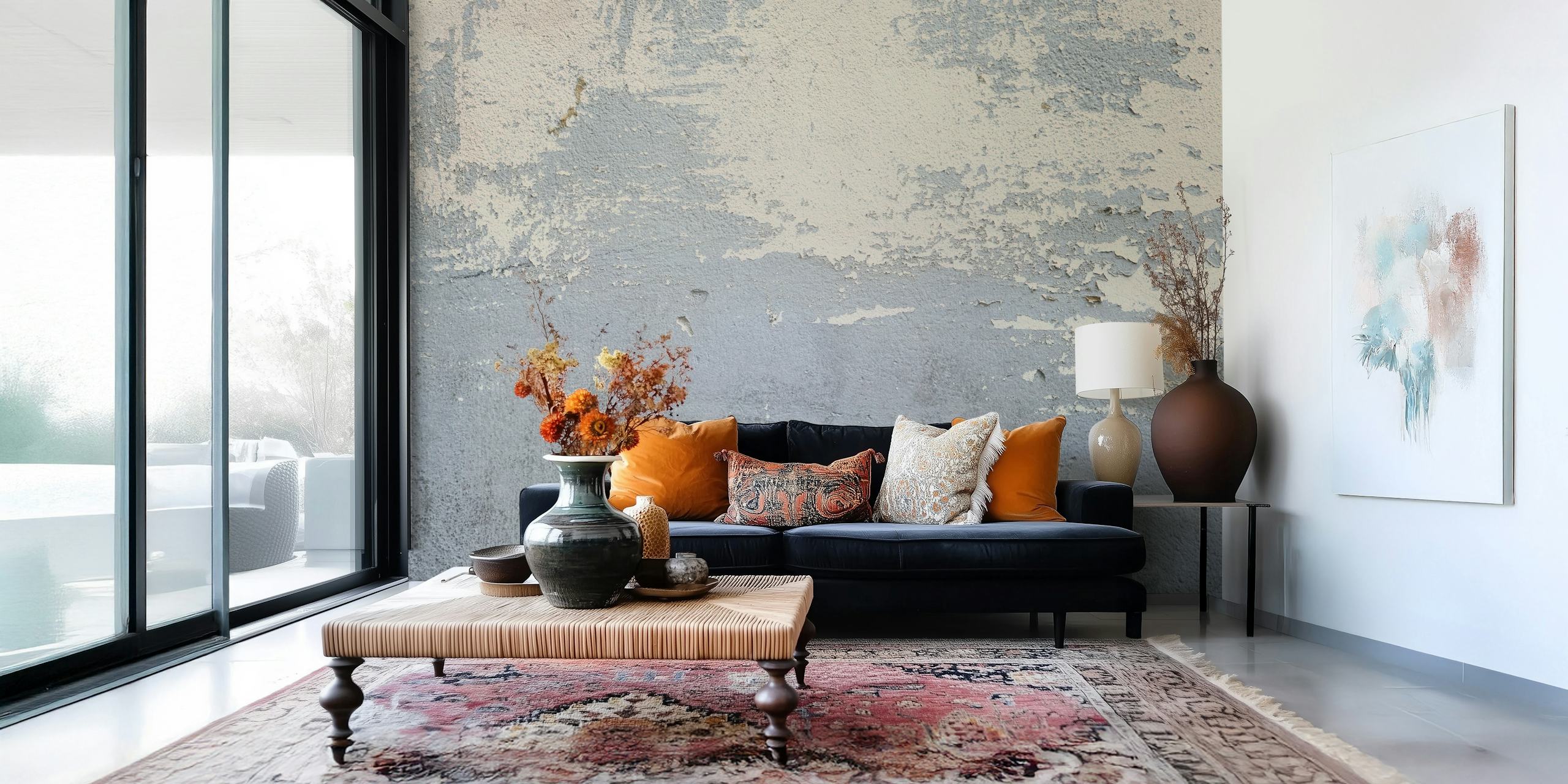 Gray Grunge Wall mural depicting weathered textures and industrial charm
