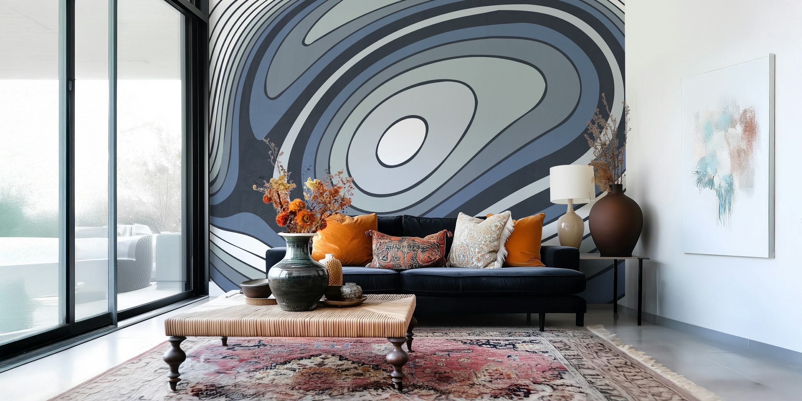 Abstract grey swirling pattern wall mural