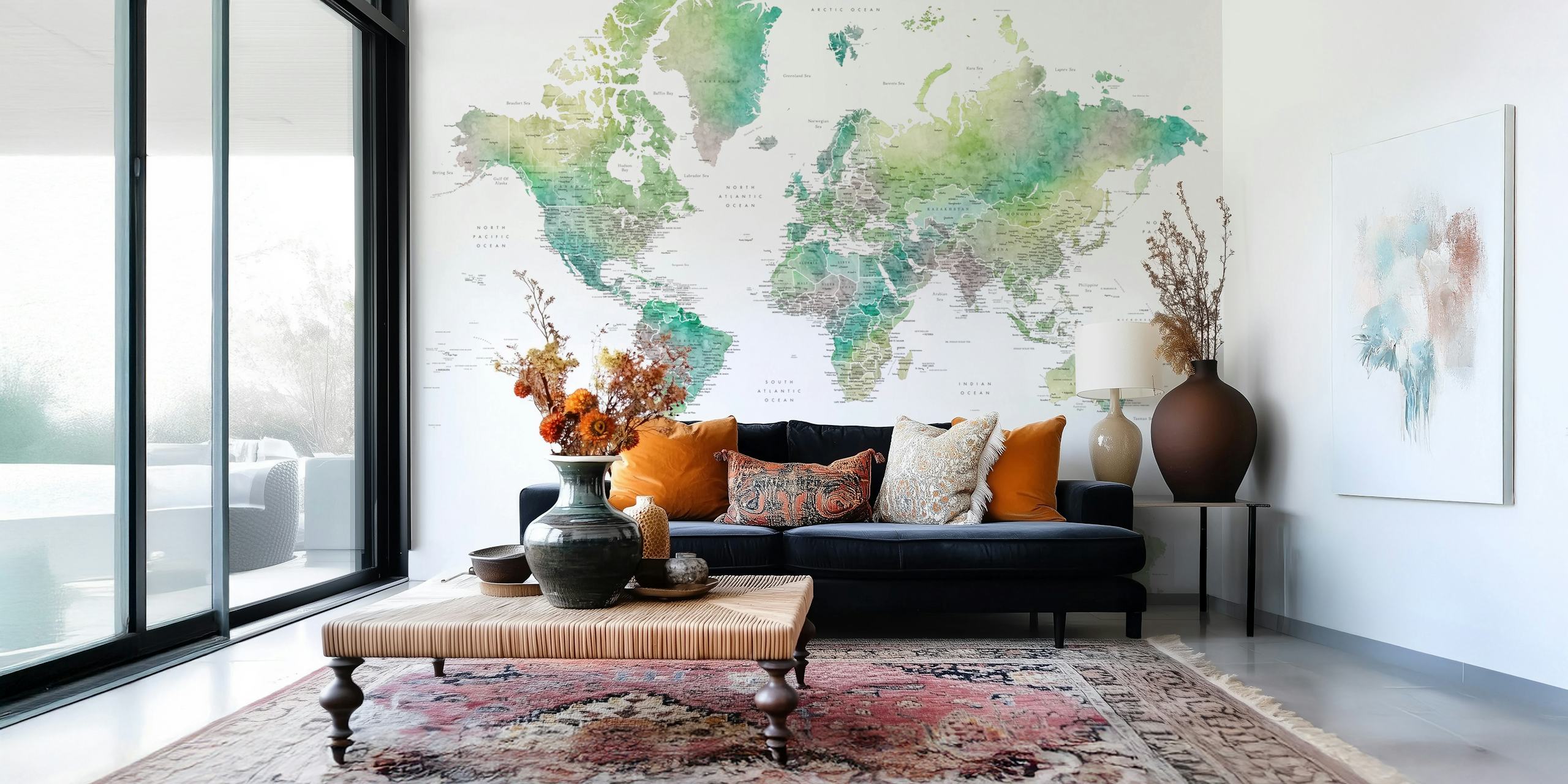 World Map Oriole Antarctica tapetti huoneessa