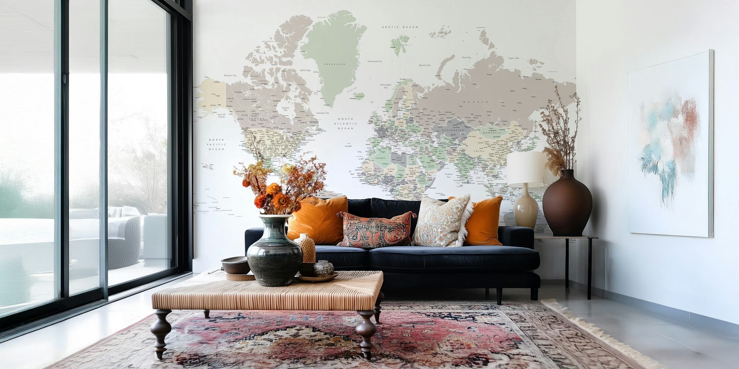 Detailed world map Anouk papier peint dans une pièce