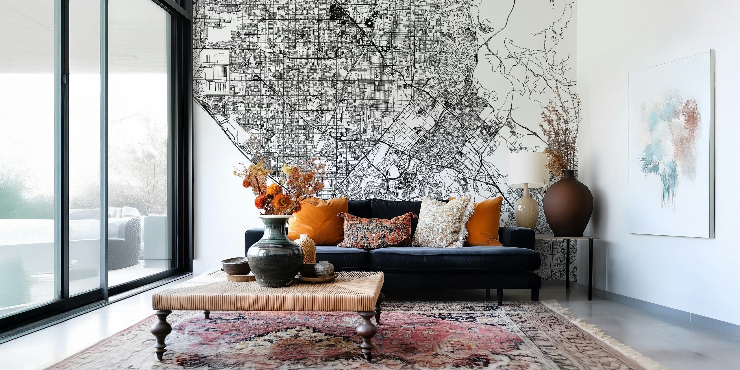 Black and white map of Orange County, California wallpaper
