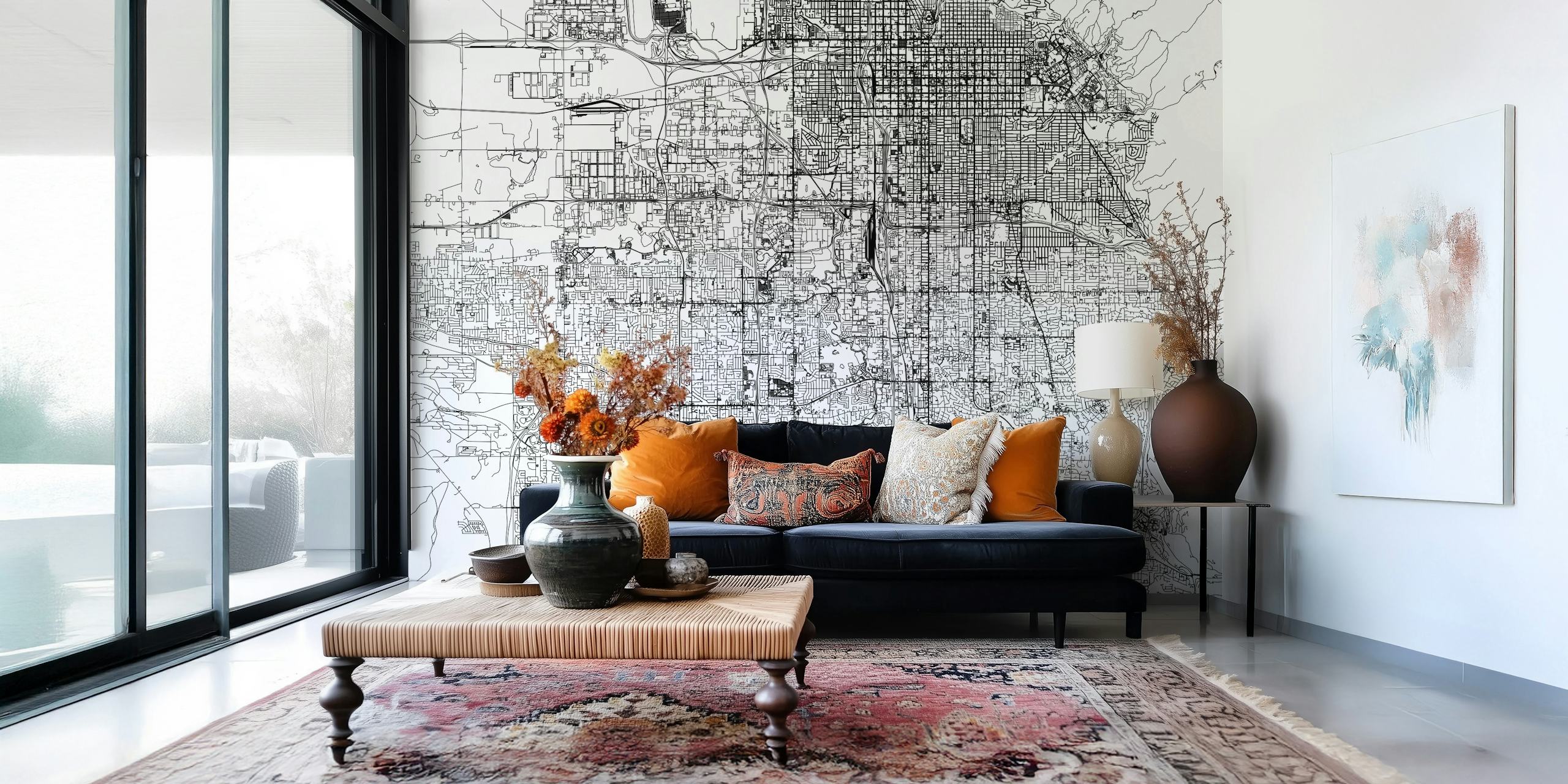 Gedetailleerde afbeelding van Salt Lake City Map behang