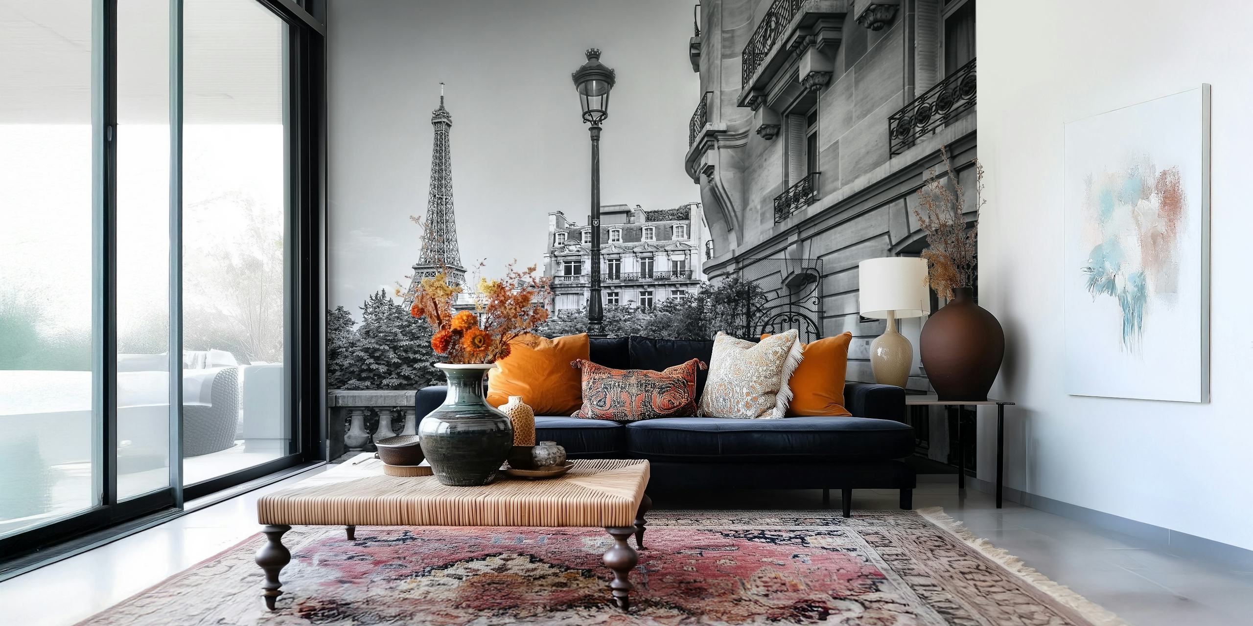 Monochrome Parisian Charm tapet i ett rum