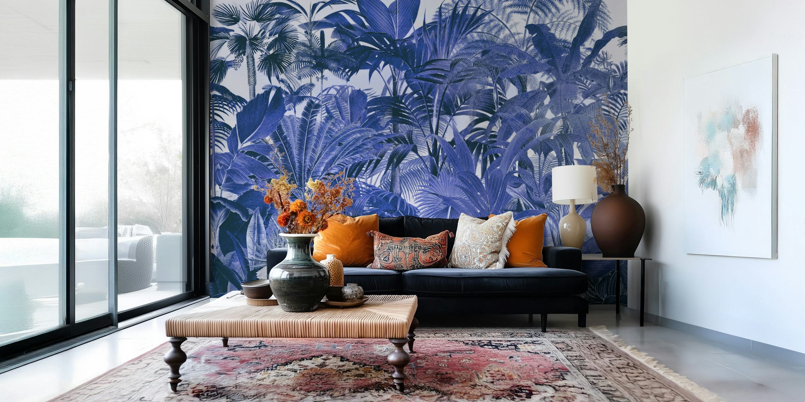 Design tapety Blue Jungle v pokoji