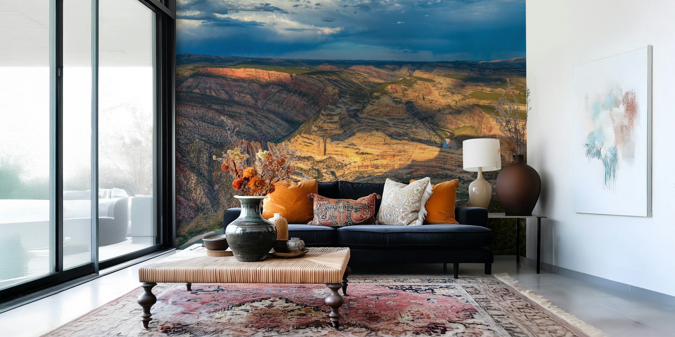 Stunning landscape of Dinosaur National Monument with earthy colors, hills and river wallpaper