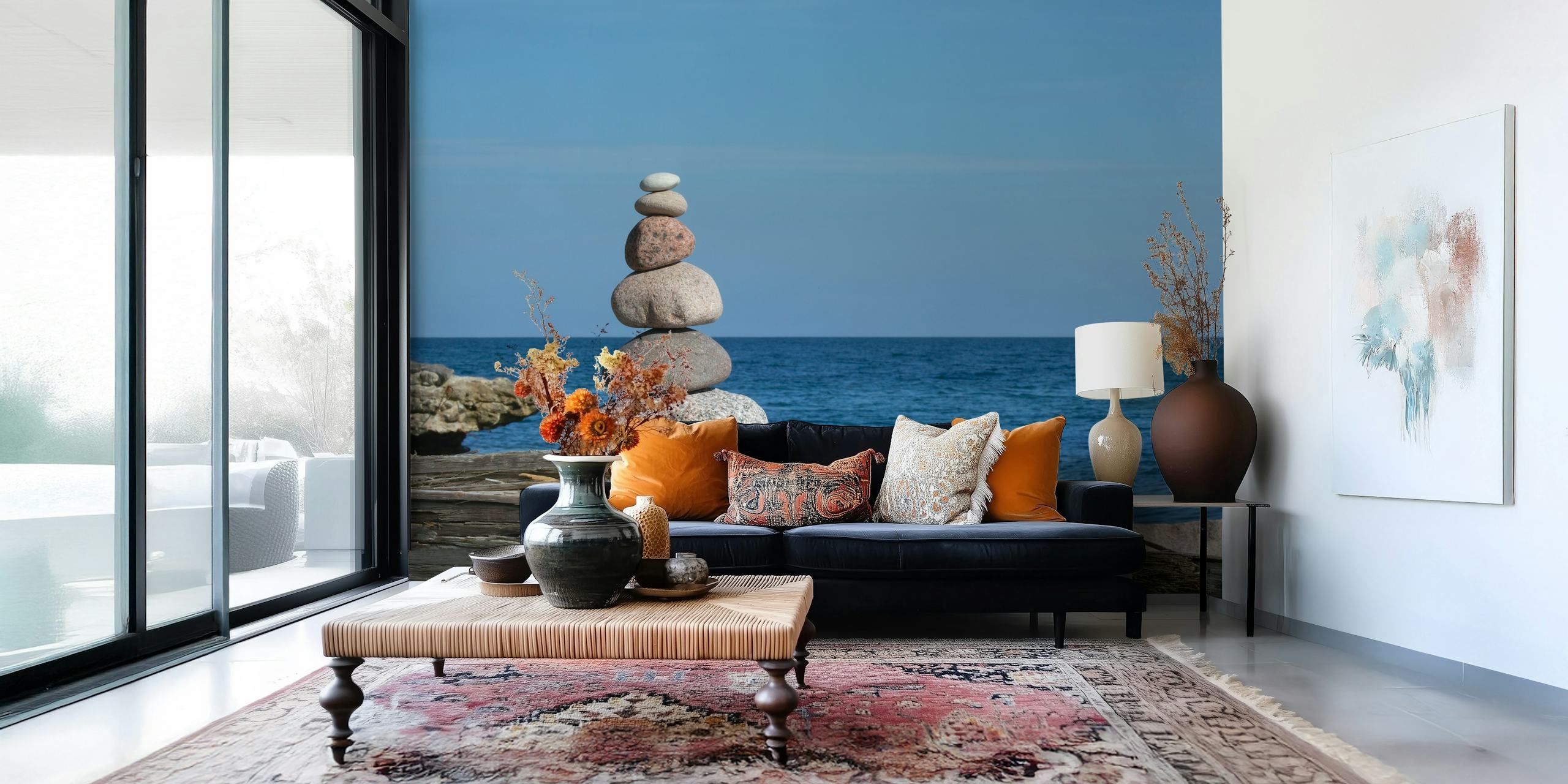 Papel pintado Rock balancing en un entorno sereno