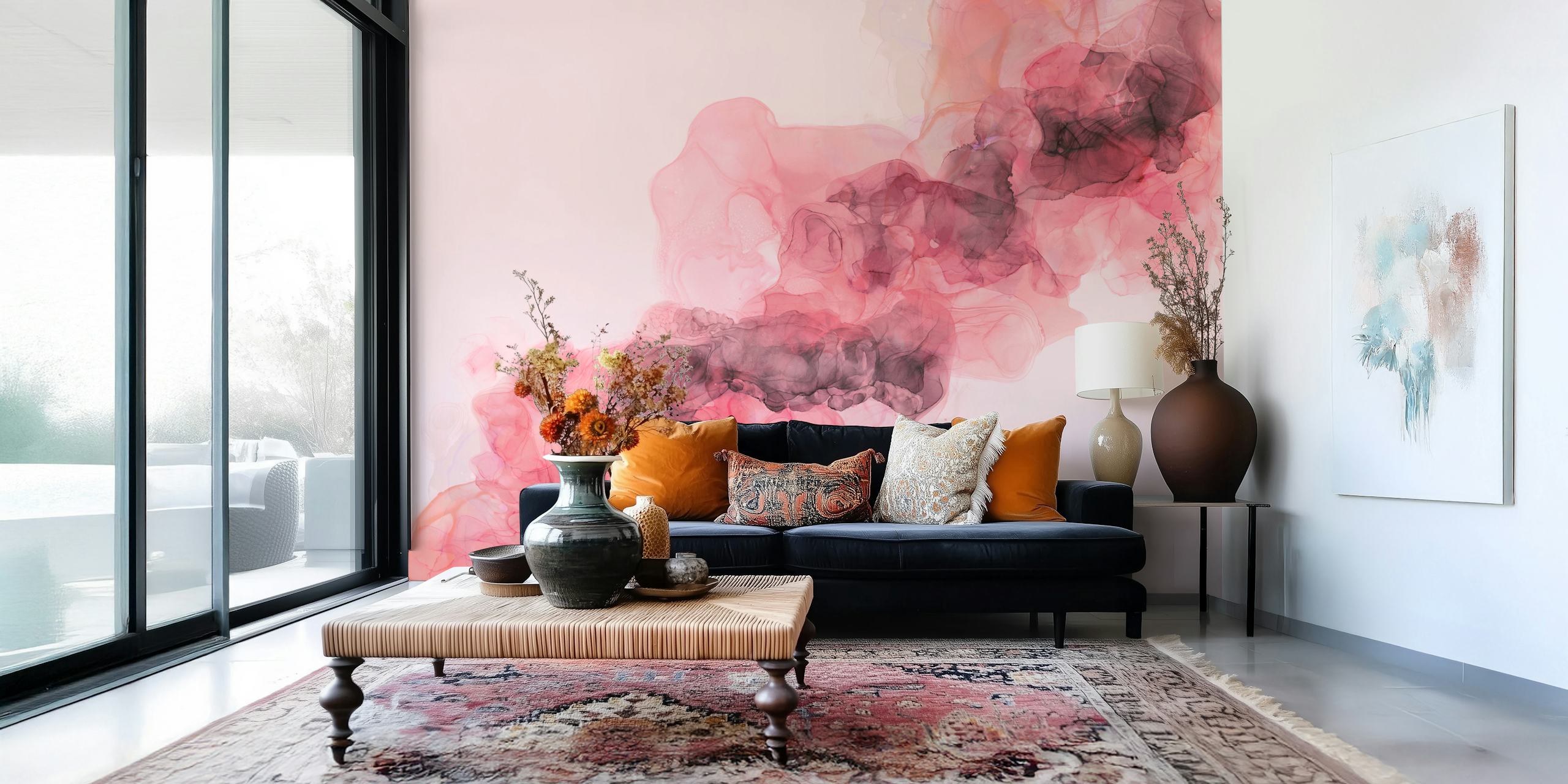 Ink Texture Soft Pastel Pink tapet i ett rum