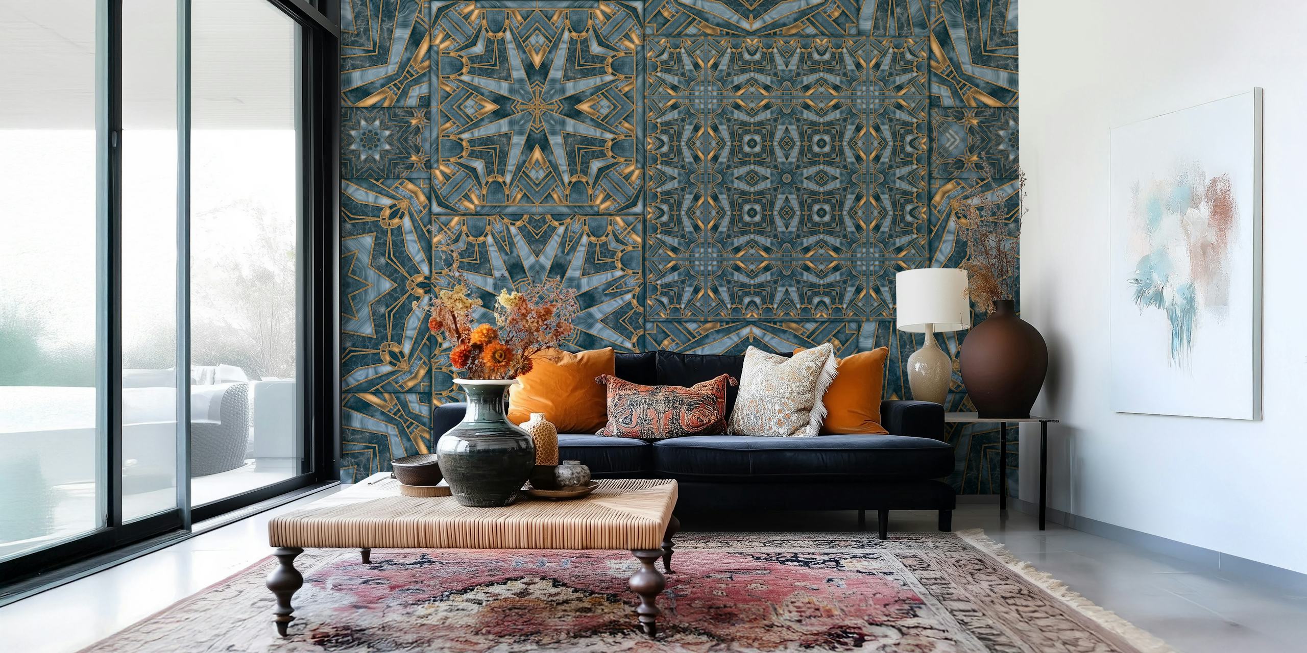Intricate Art Deco and Moroccan tile pattern wall mural