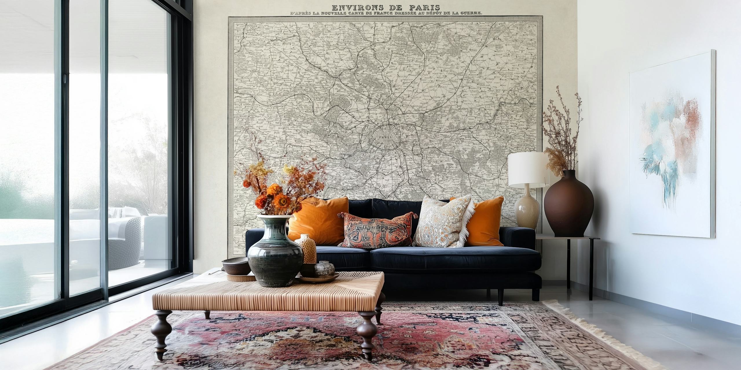 Vintage Paris street map wallpaper design