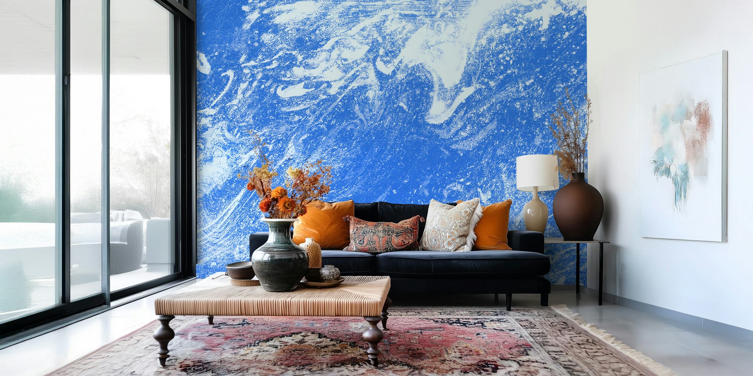 Carta da parati Texture Navy esposta in una stanza