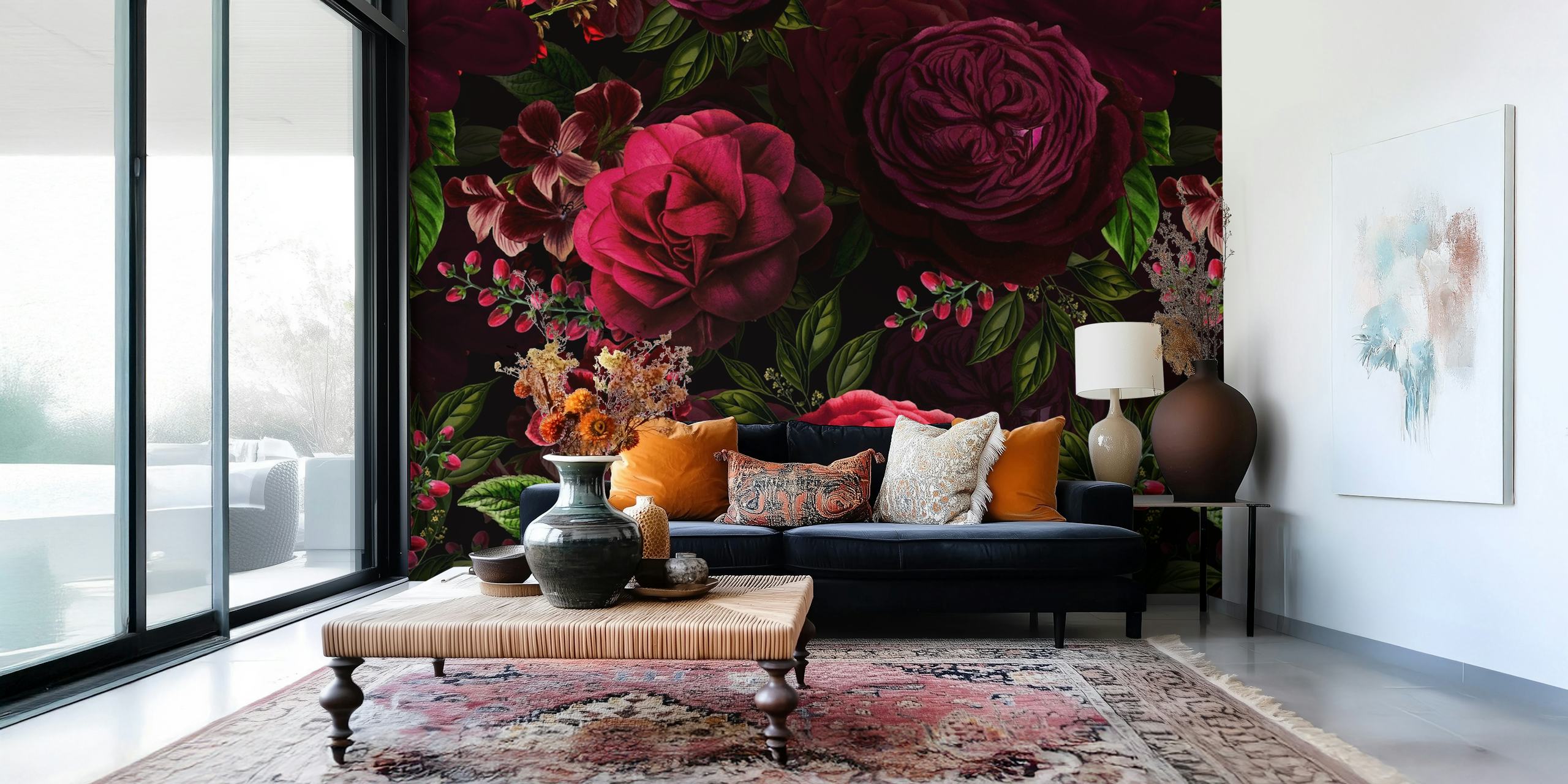 Baroque Opulent Mysterious Moody Florals carta da parati