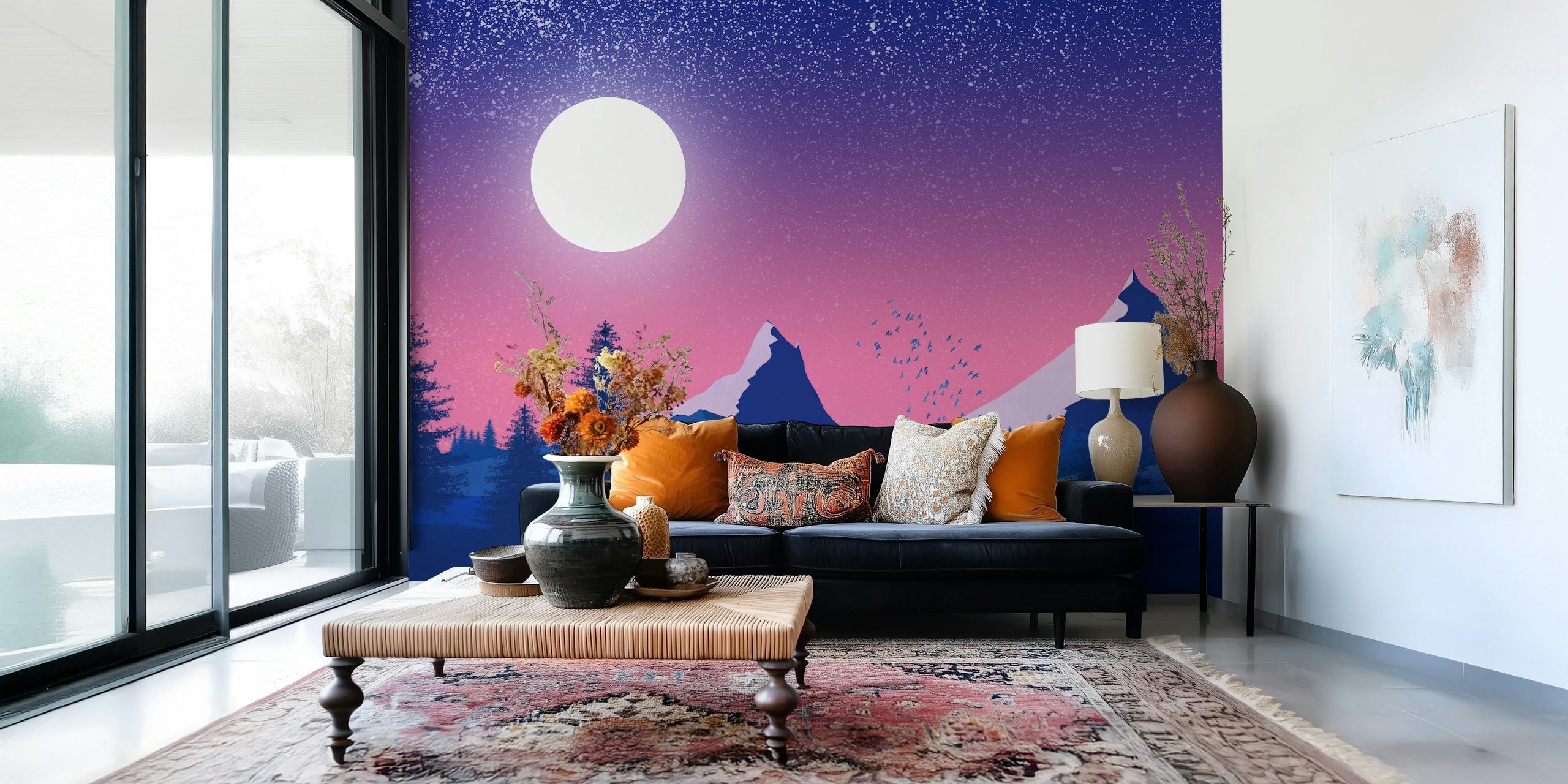 Cold mountains wallpaper design in una stanza