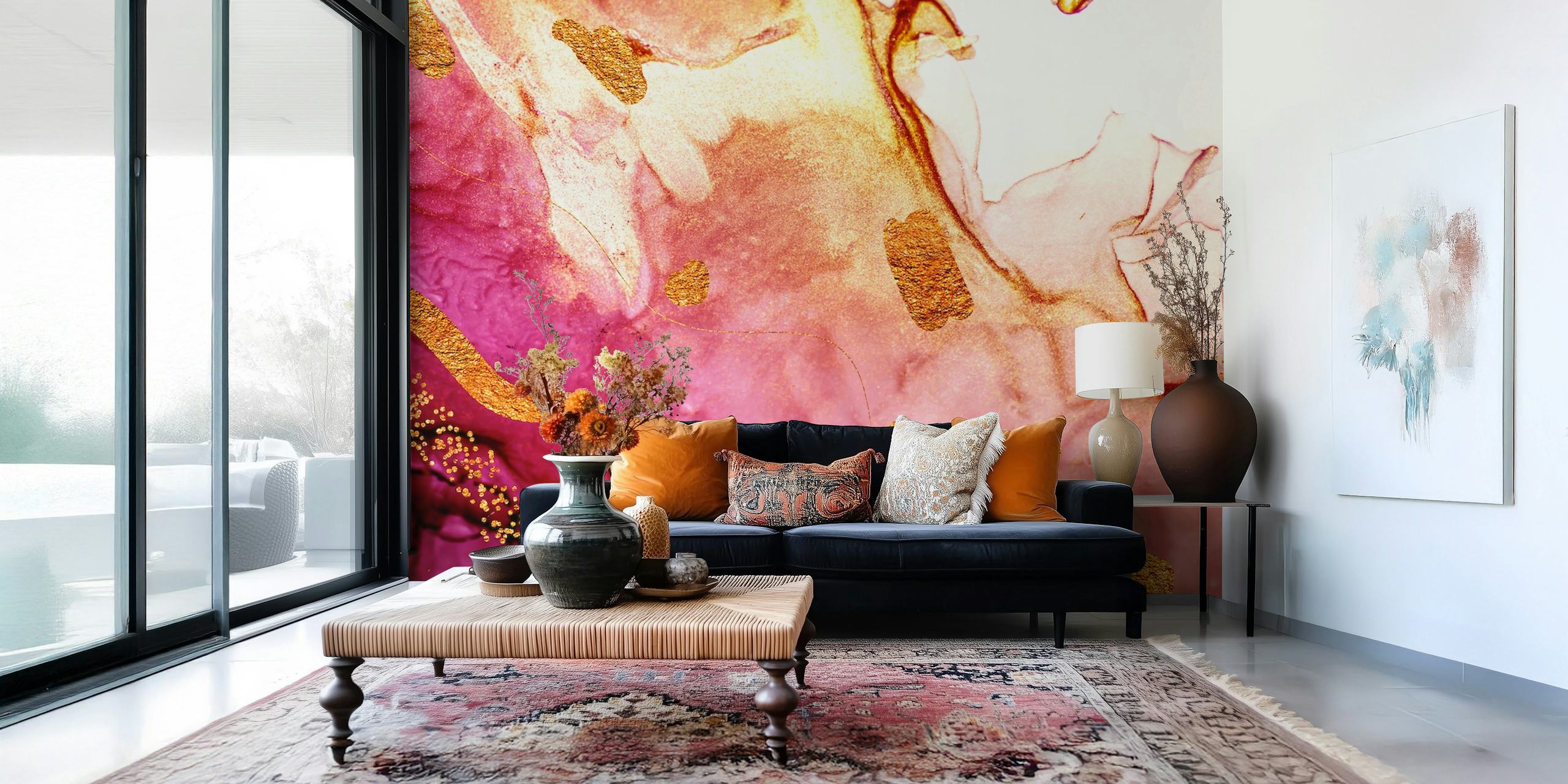 Pink luxury tapetdesign i ett rum