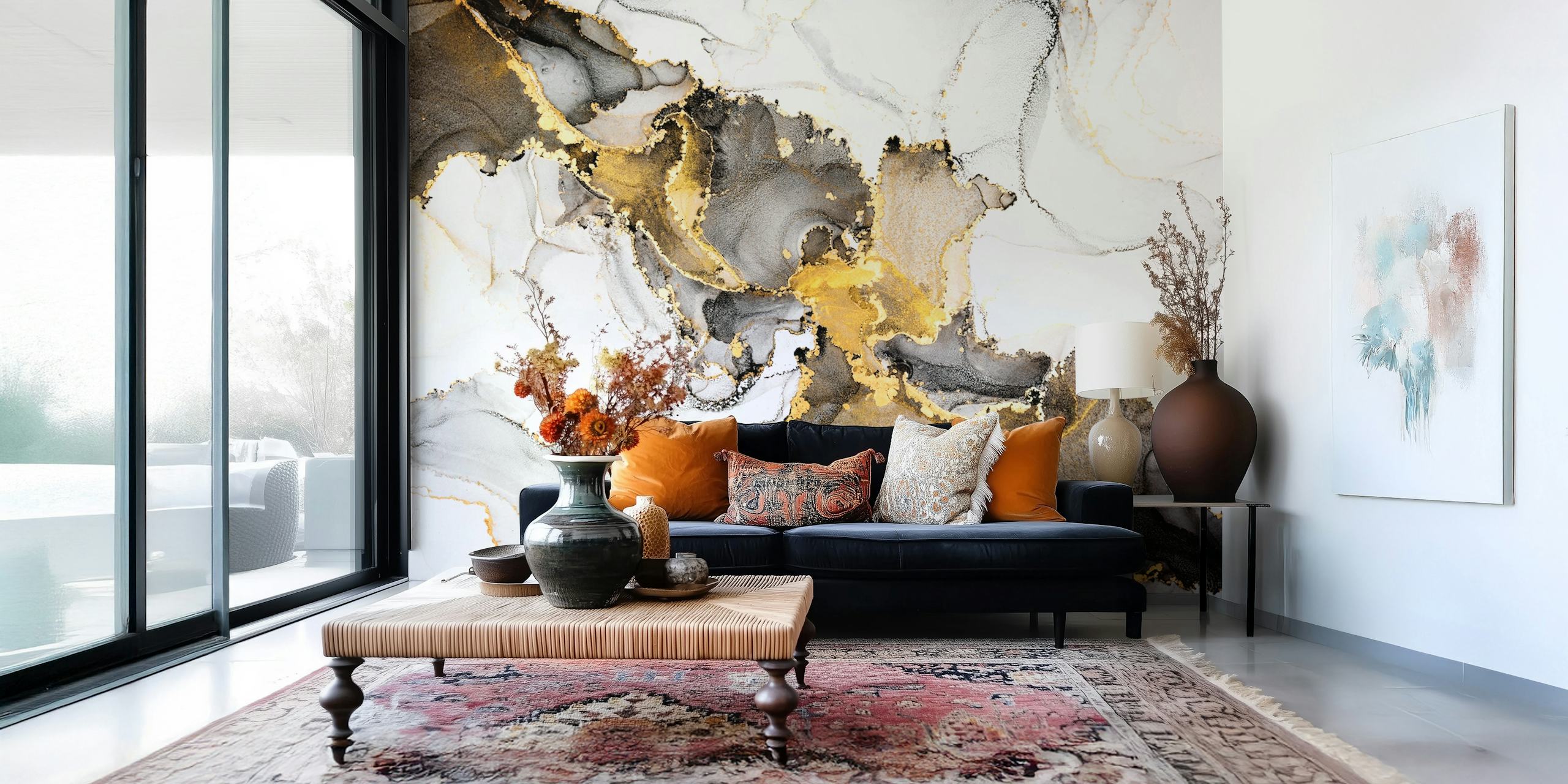Luxury fluid art paint papel tapiz en una habitación