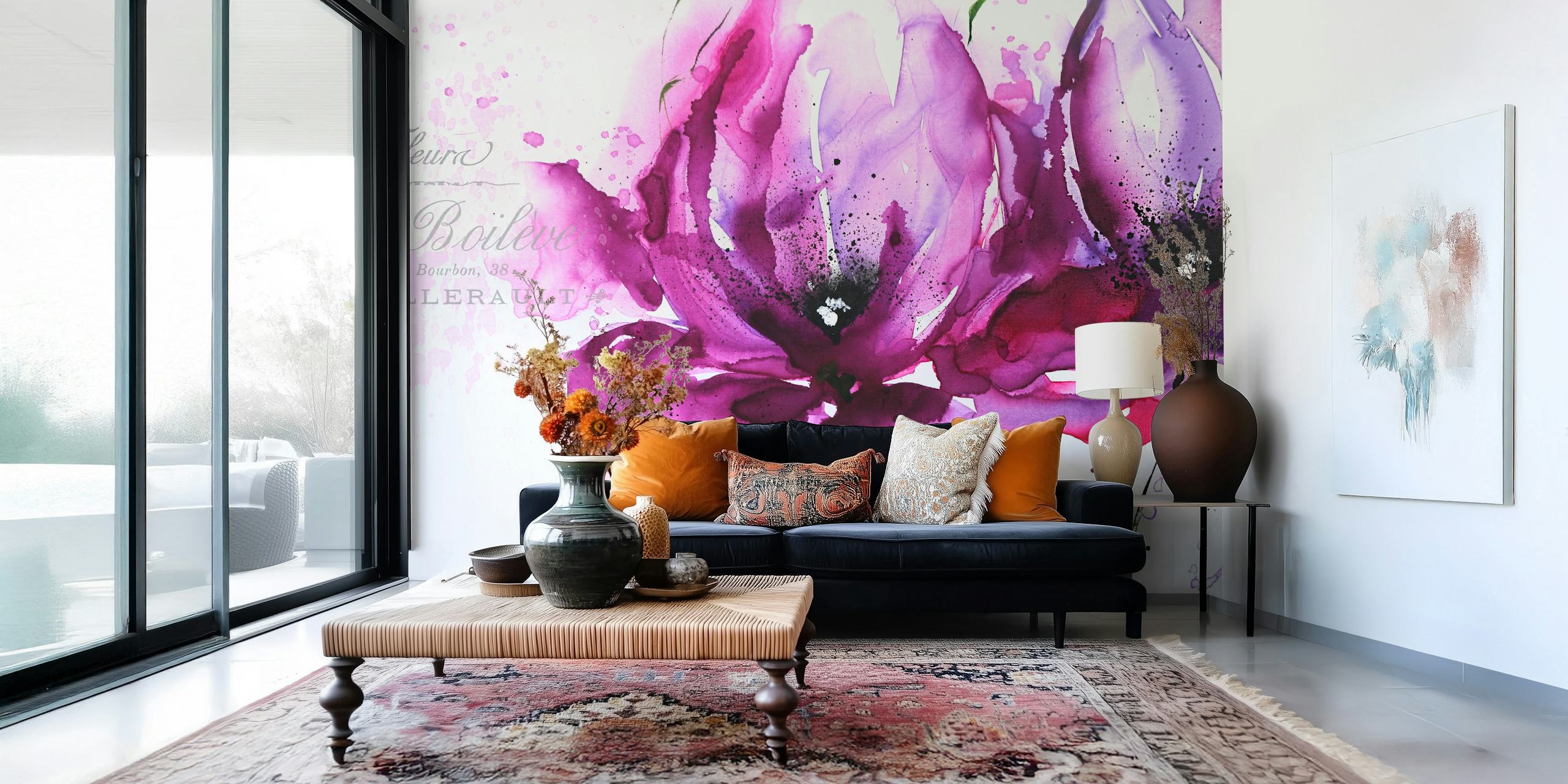 Tapeta Flower Fantasy Art v stylovém pokoji