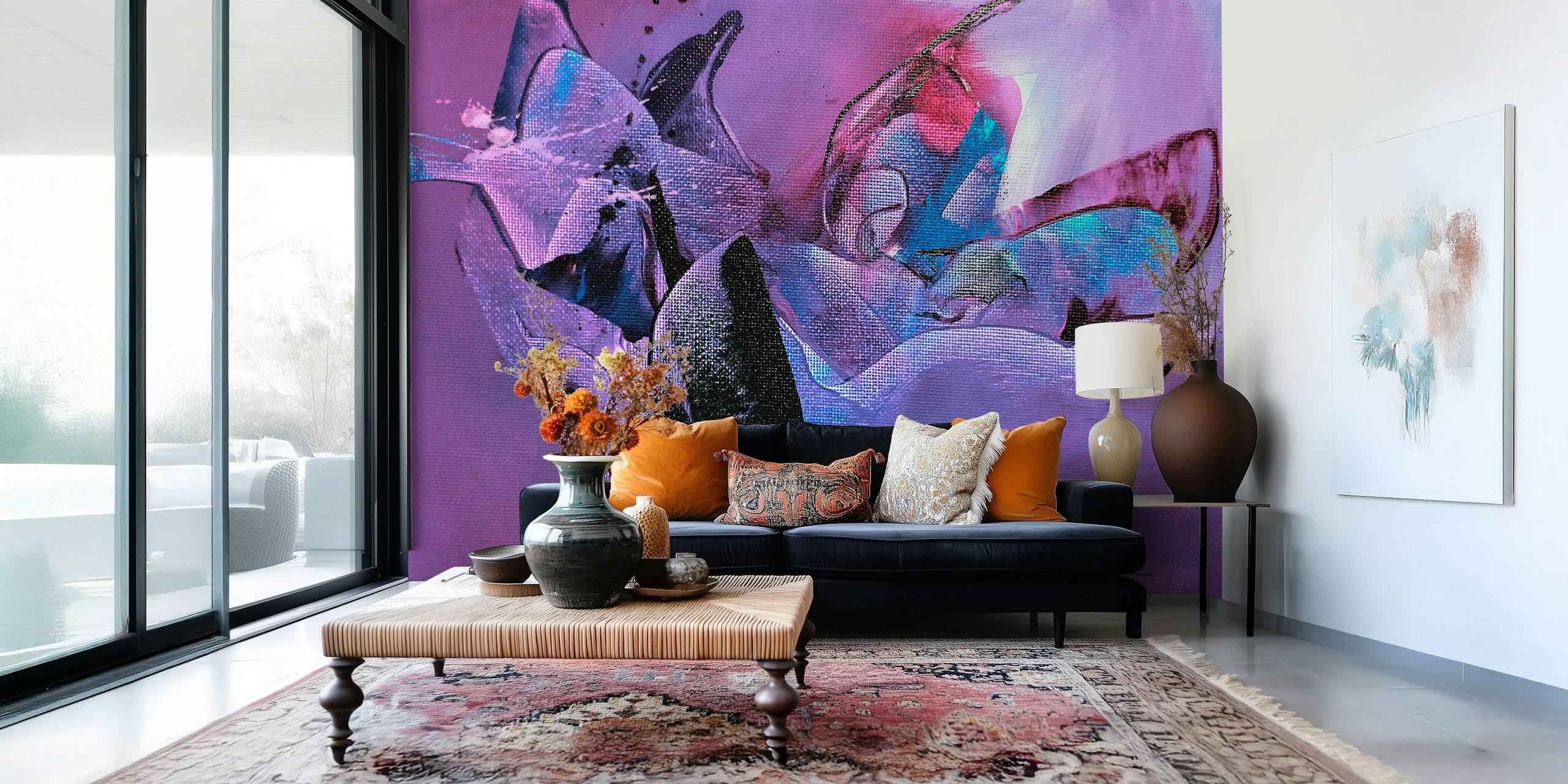 Purple Passion Abstract Art wallpaper in a room