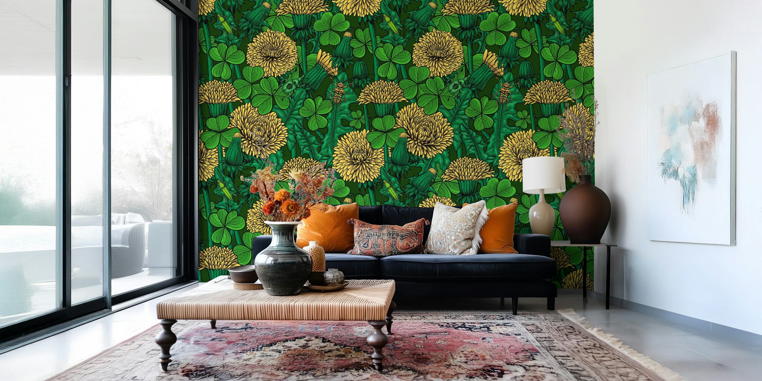 Papel de parede Dandelions and clovers em um quarto