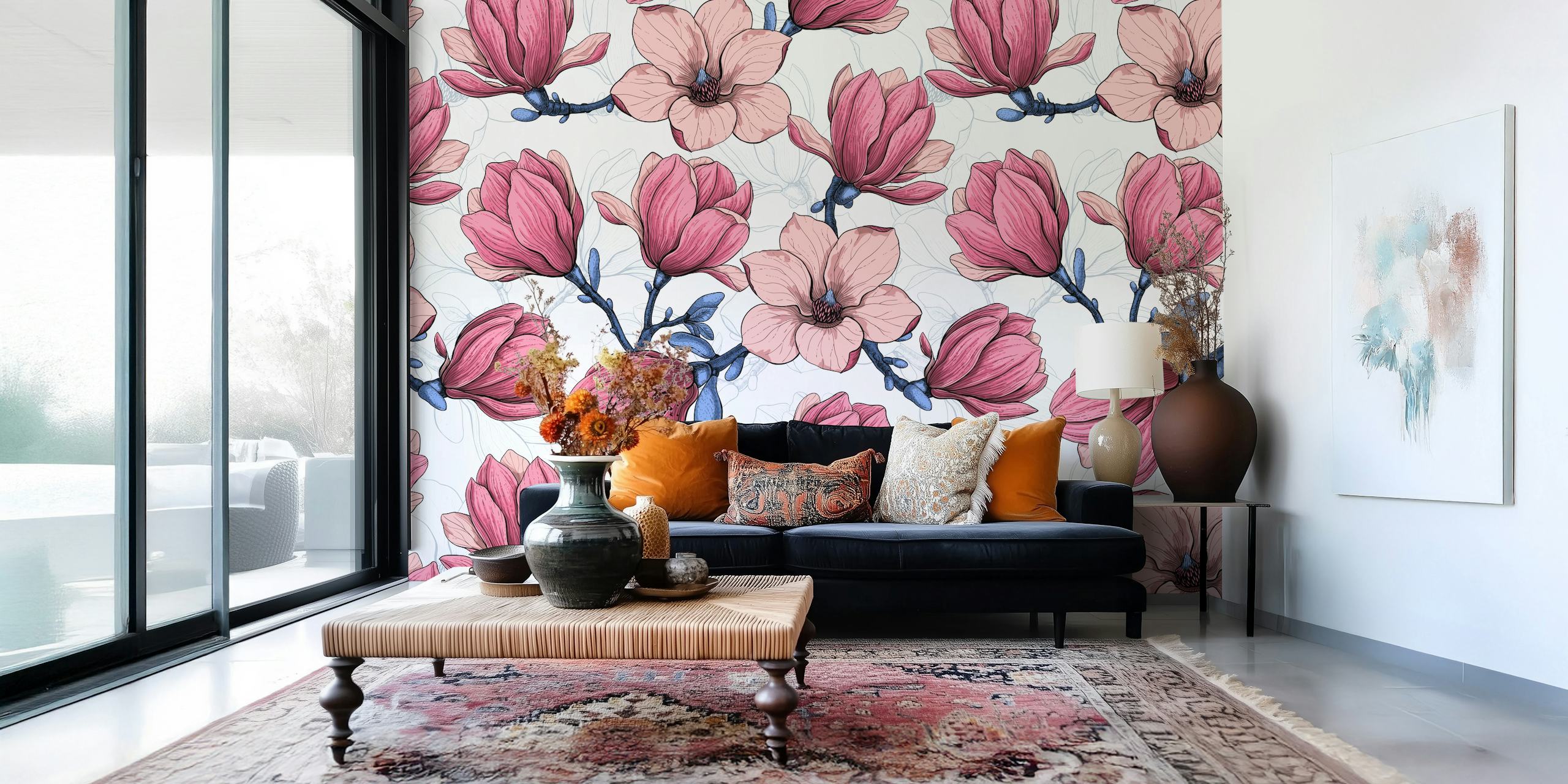Magnolia garden 3 blomstertapet i et rom